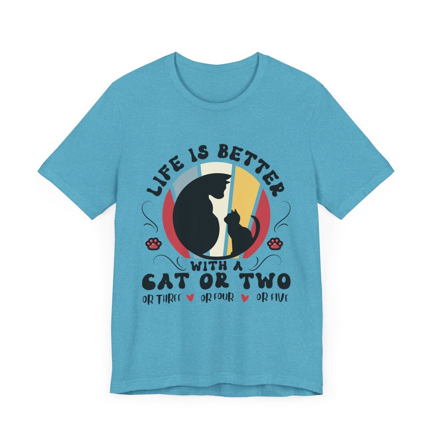 Life is Better with Many Cats Tee T-Shirt Heather Aqua / S