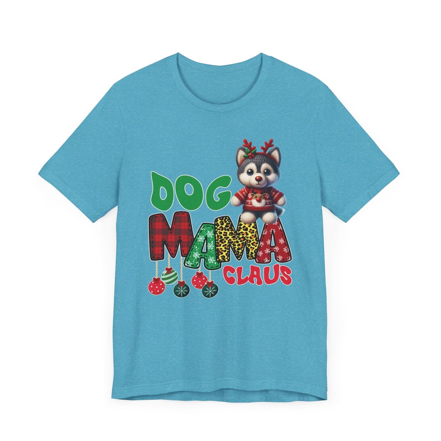 Husky Mama Claus T-Shirt T-Shirt Heather Aqua / S