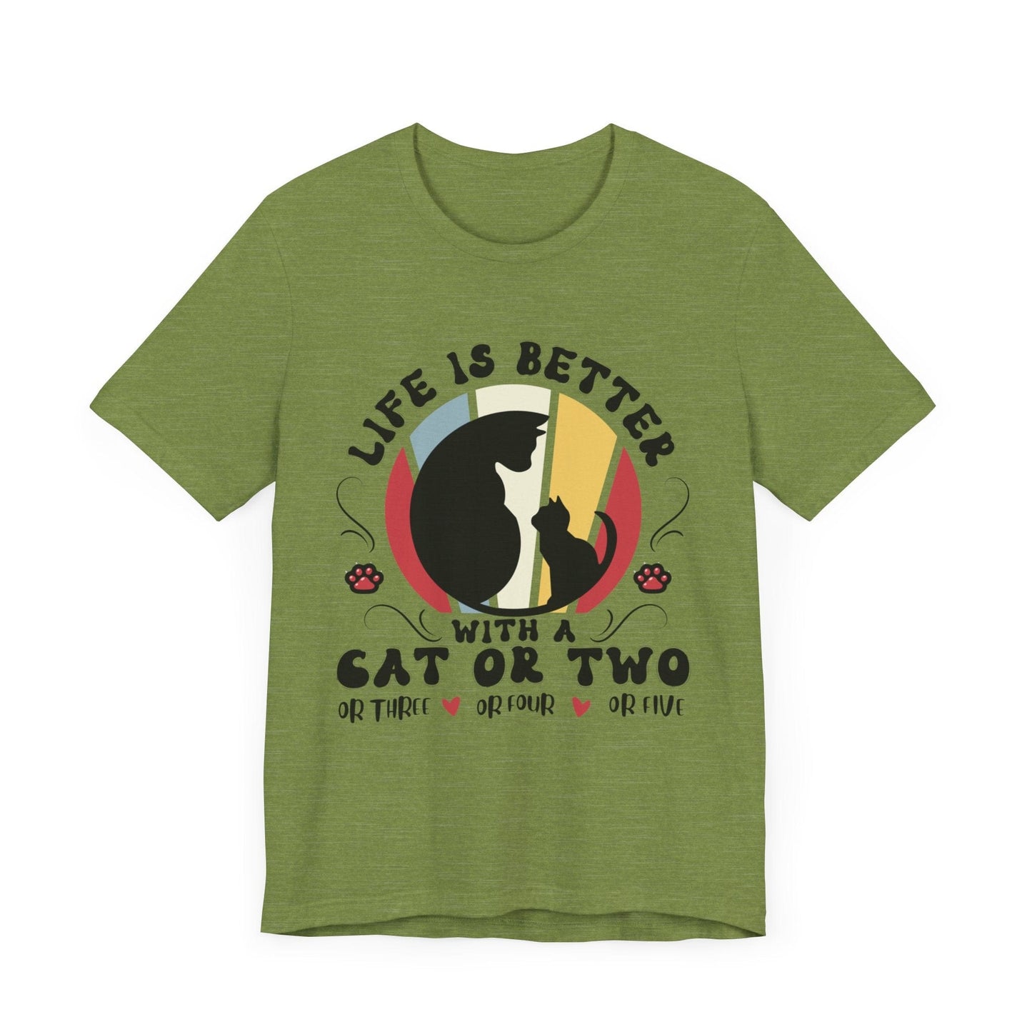 Life is Better with Many Cats Tee T-Shirt Heather Green / S