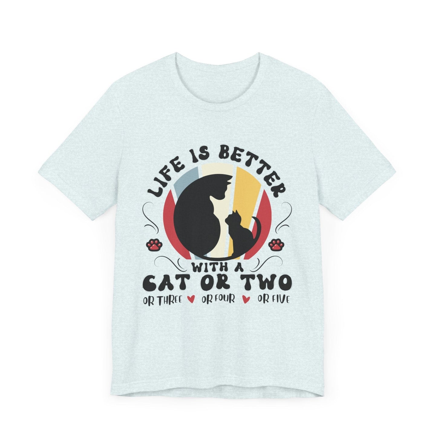 Life is Better with Many Cats Tee T-Shirt Heather Ice Blue / S