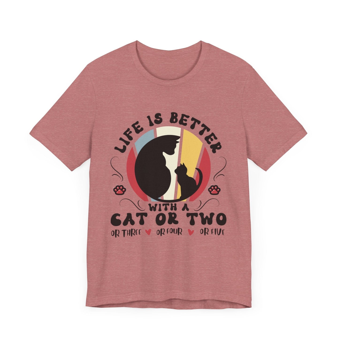 Life is Better with Many Cats Tee T-Shirt Heather Mauve / S