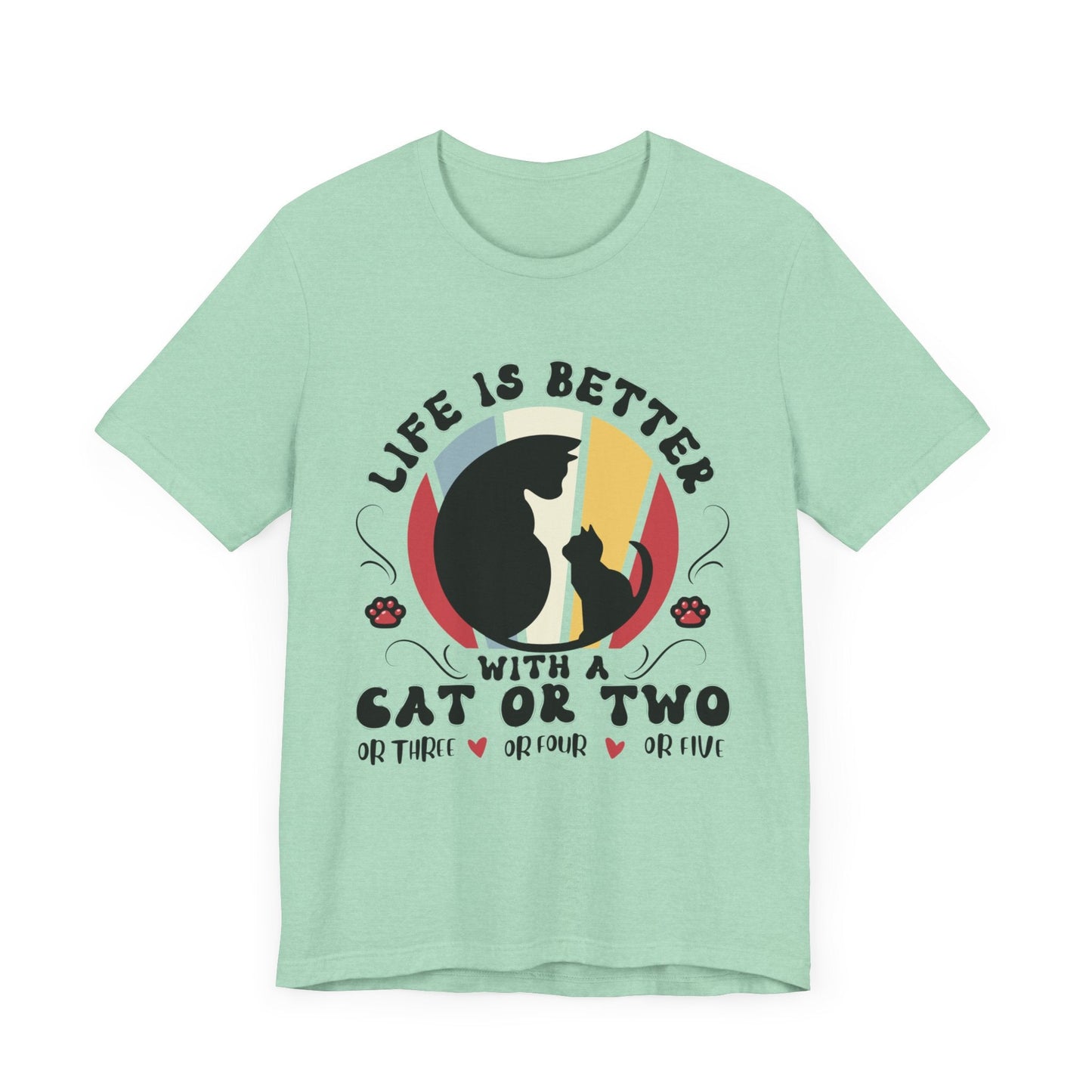 Life is Better with Many Cats Tee T-Shirt Heather Mint / S