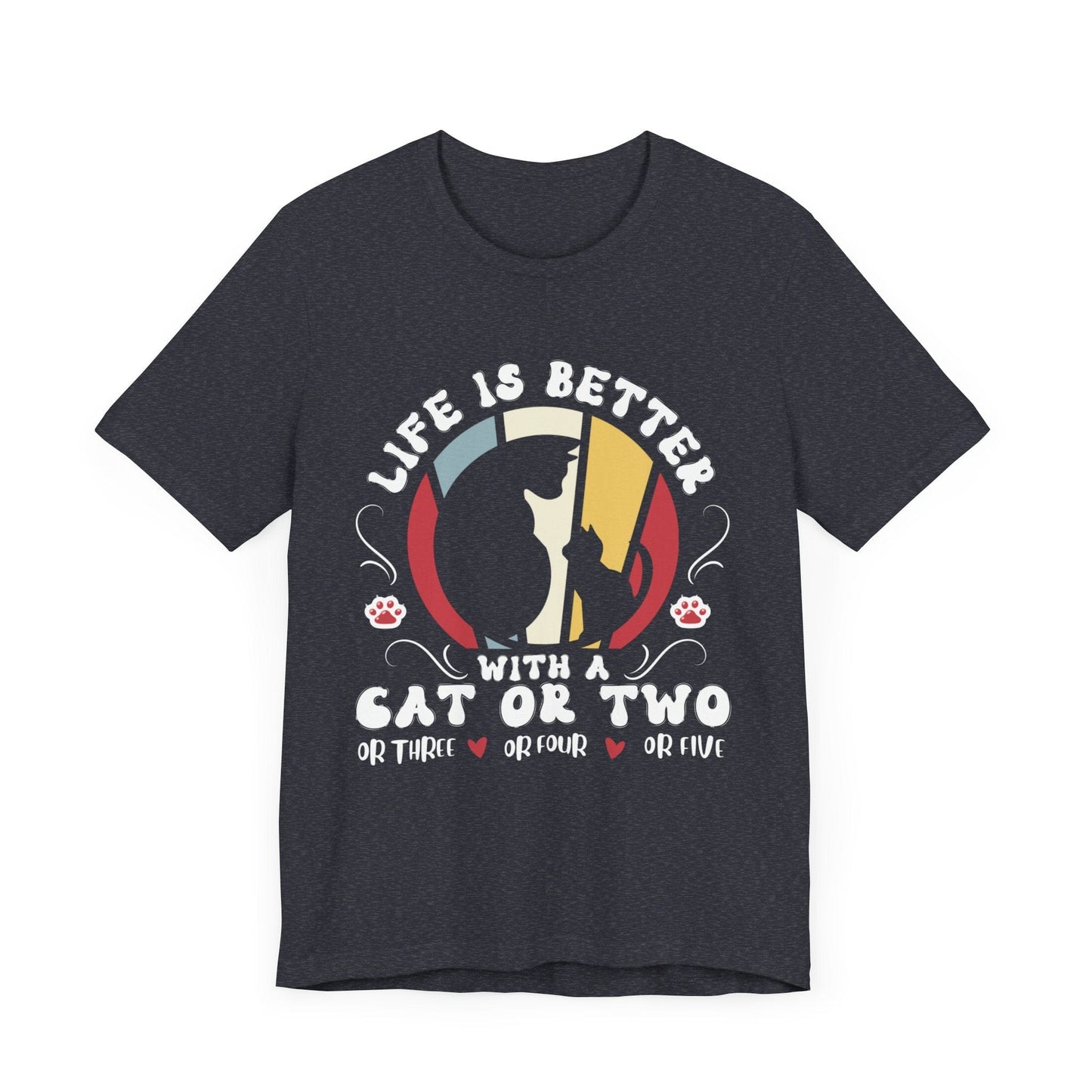 Life is Better with Many Cats Tee T-Shirt Heather Navy / S