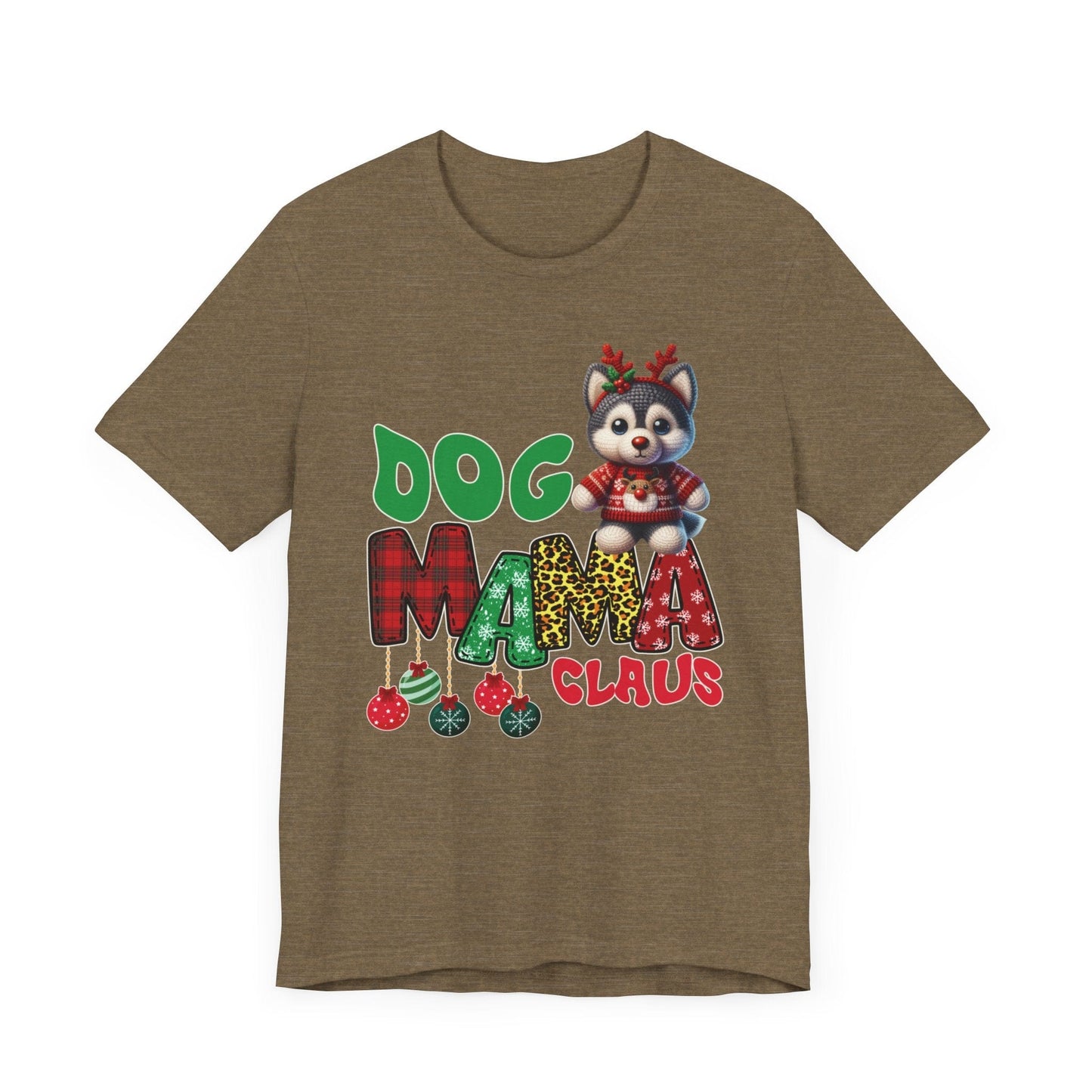 Husky Mama Claus T-Shirt T-Shirt Heather Olive / S