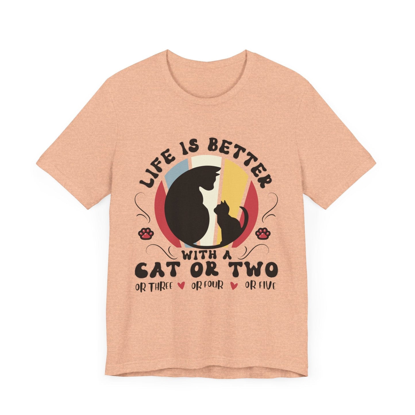 Life is Better with Many Cats Tee T-Shirt Heather Peach / S