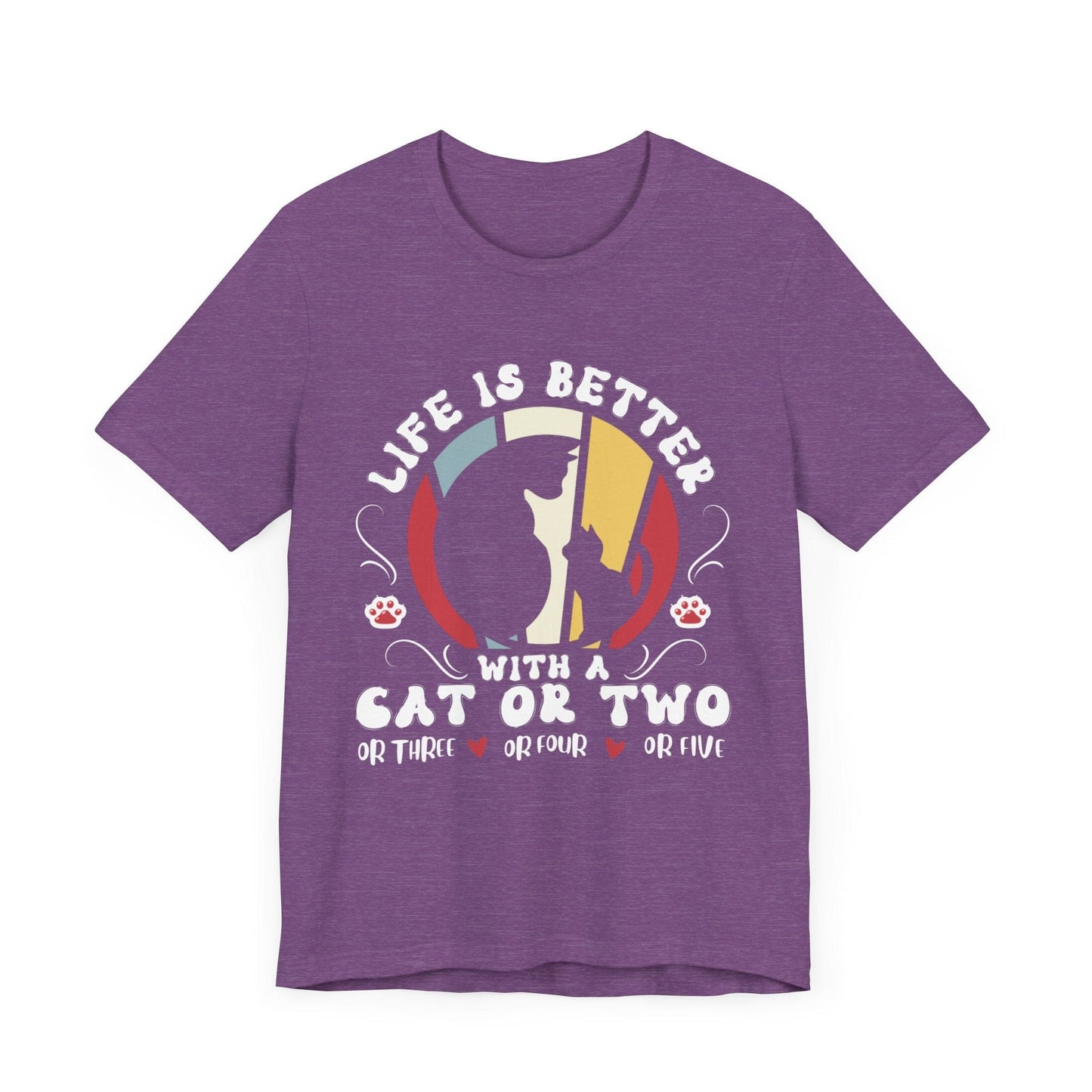 Life is Better with Many Cats Tee T-Shirt Heather Team Purple / S