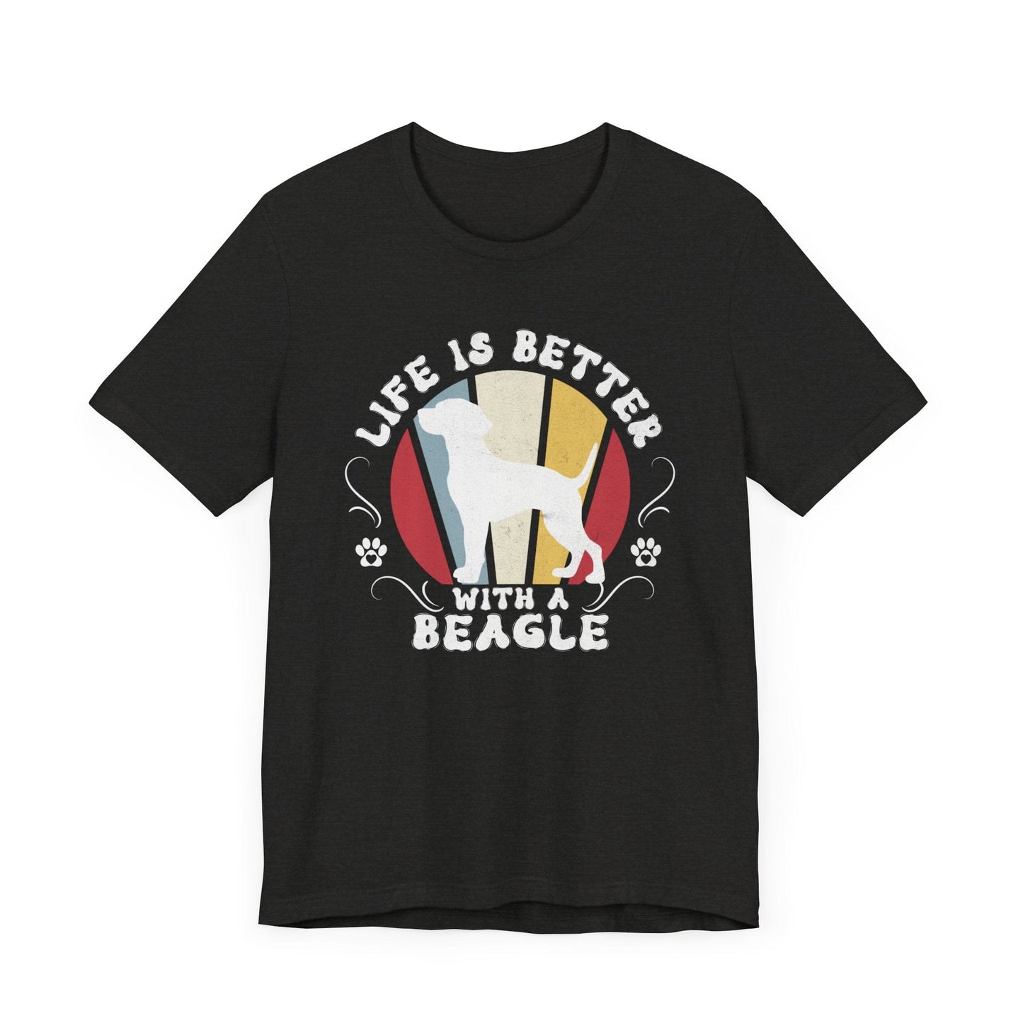 Life is Better With a Beagle Dog Jersey Tee T-Shirt Black Heather / S