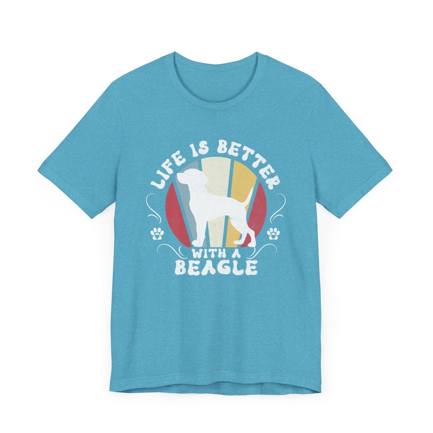 Life is Better With a Beagle Dog Jersey Tee T-Shirt Heather Aqua / S