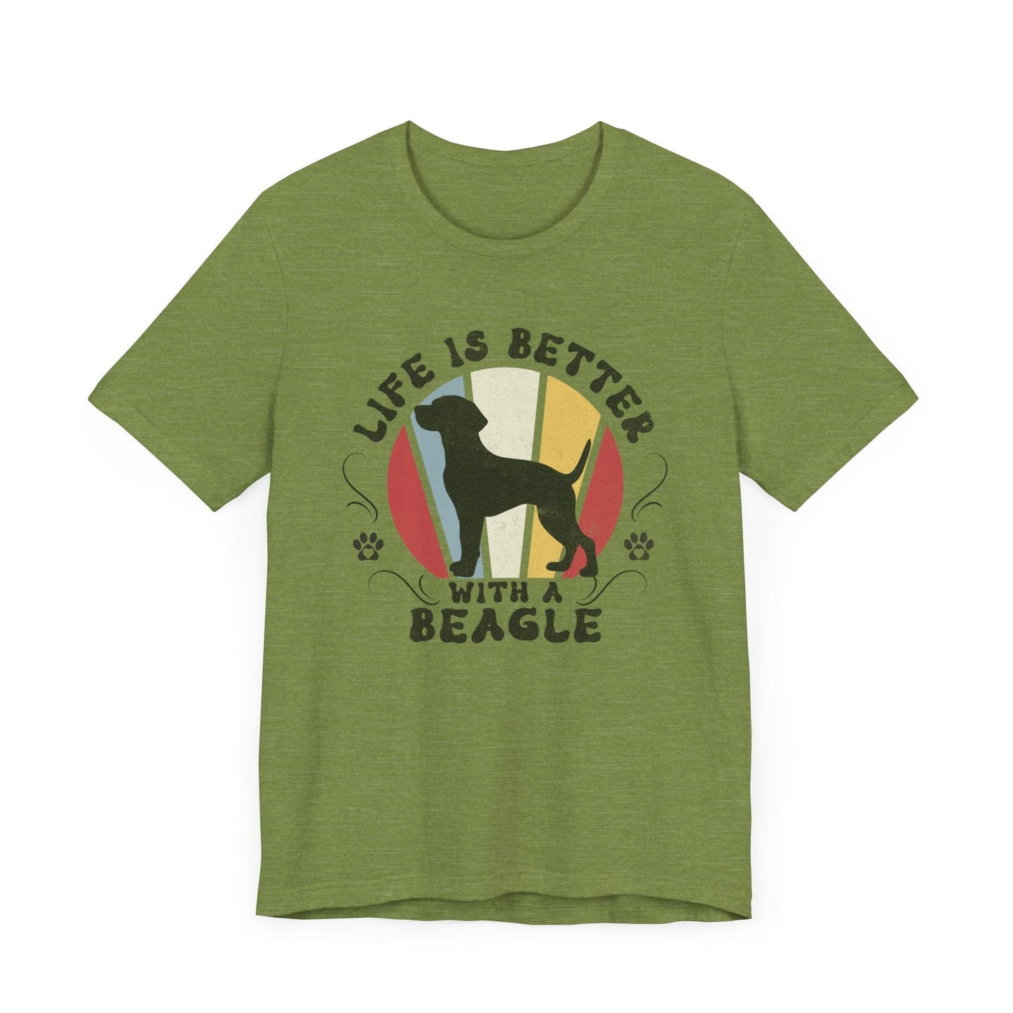 Life is Better With a Beagle Dog Jersey Tee T-Shirt Heather Green / S