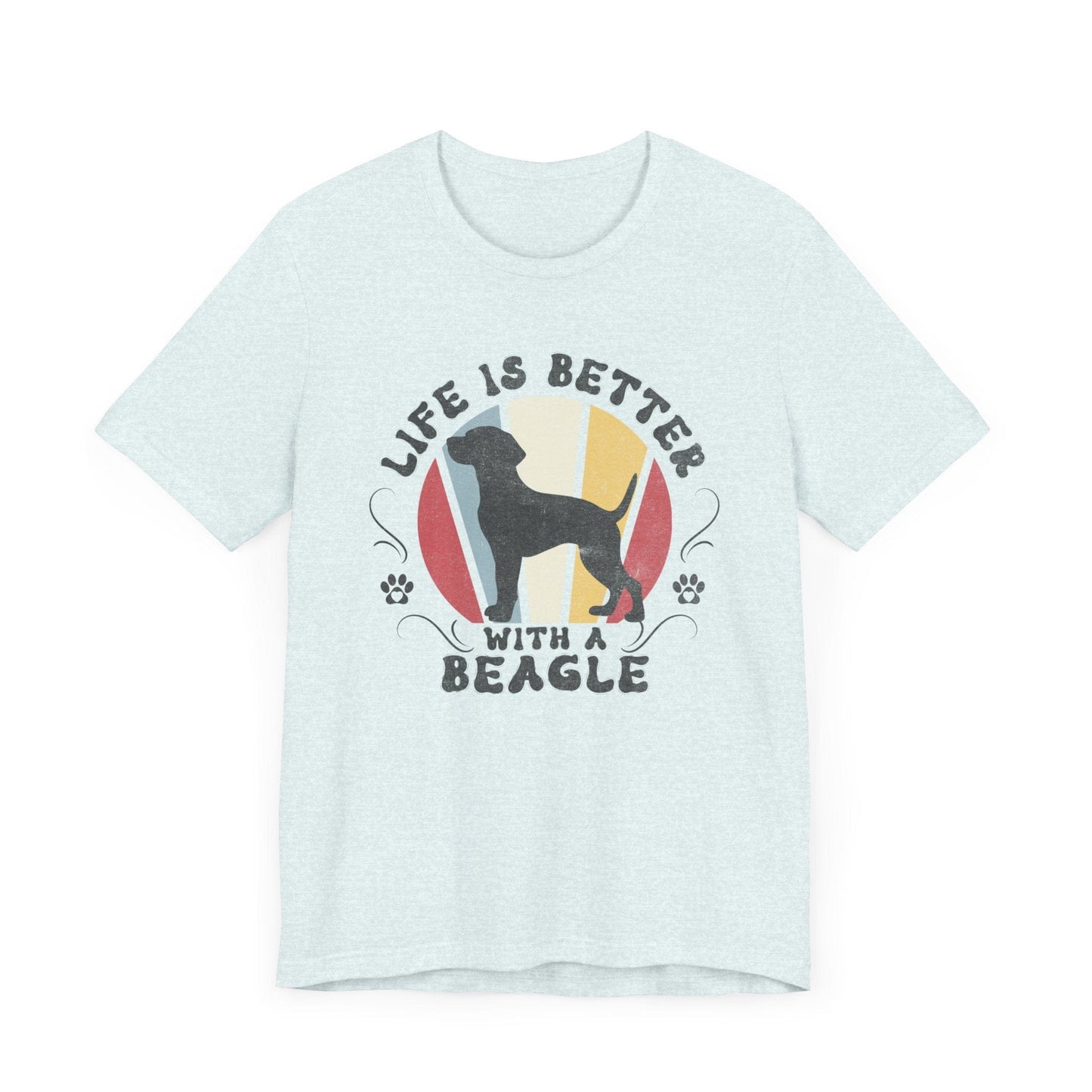 Life is Better With a Beagle Dog Jersey Tee T-Shirt Heather Ice Blue / S