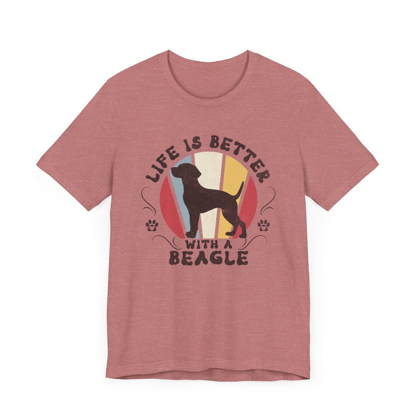 Life is Better With a Beagle Dog Jersey Tee T-Shirt Heather Mauve / S