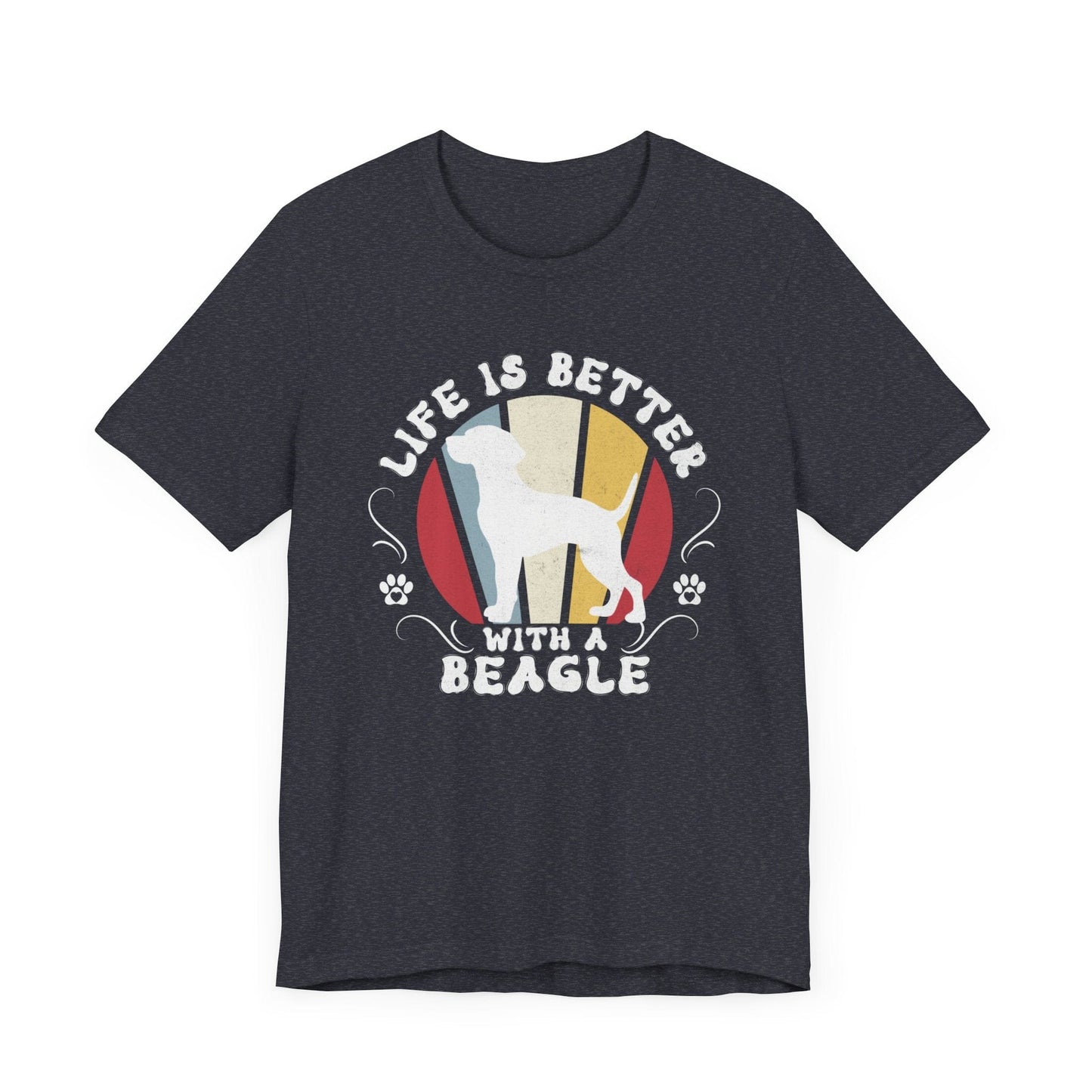 Life is Better With a Beagle Dog Jersey Tee T-Shirt Heather Navy / S