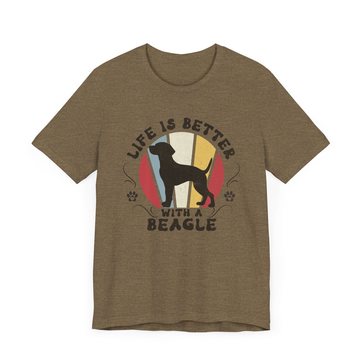Life is Better With a Beagle Dog Jersey Tee T-Shirt Heather Olive / S