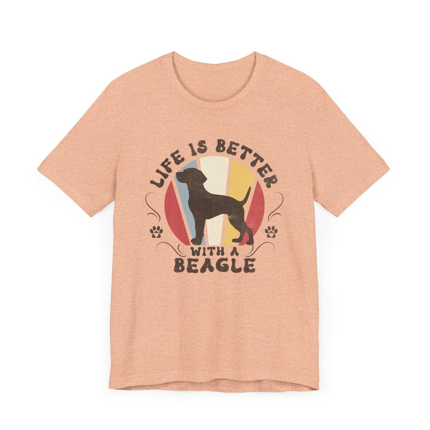 Life is Better With a Beagle Dog Jersey Tee T-Shirt Heather Peach / S