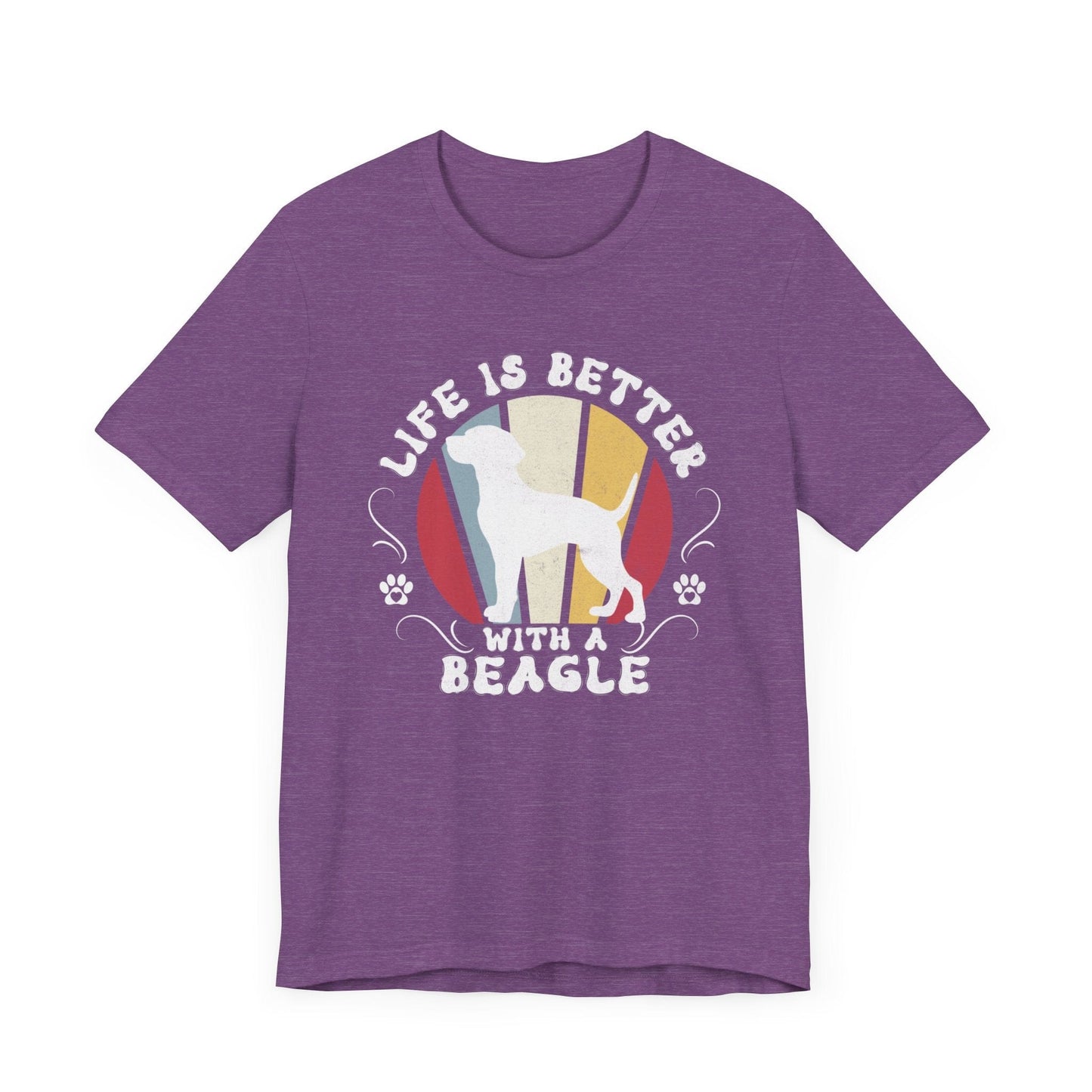 Life is Better With a Beagle Dog Jersey Tee T-Shirt Heather Team Purple / S