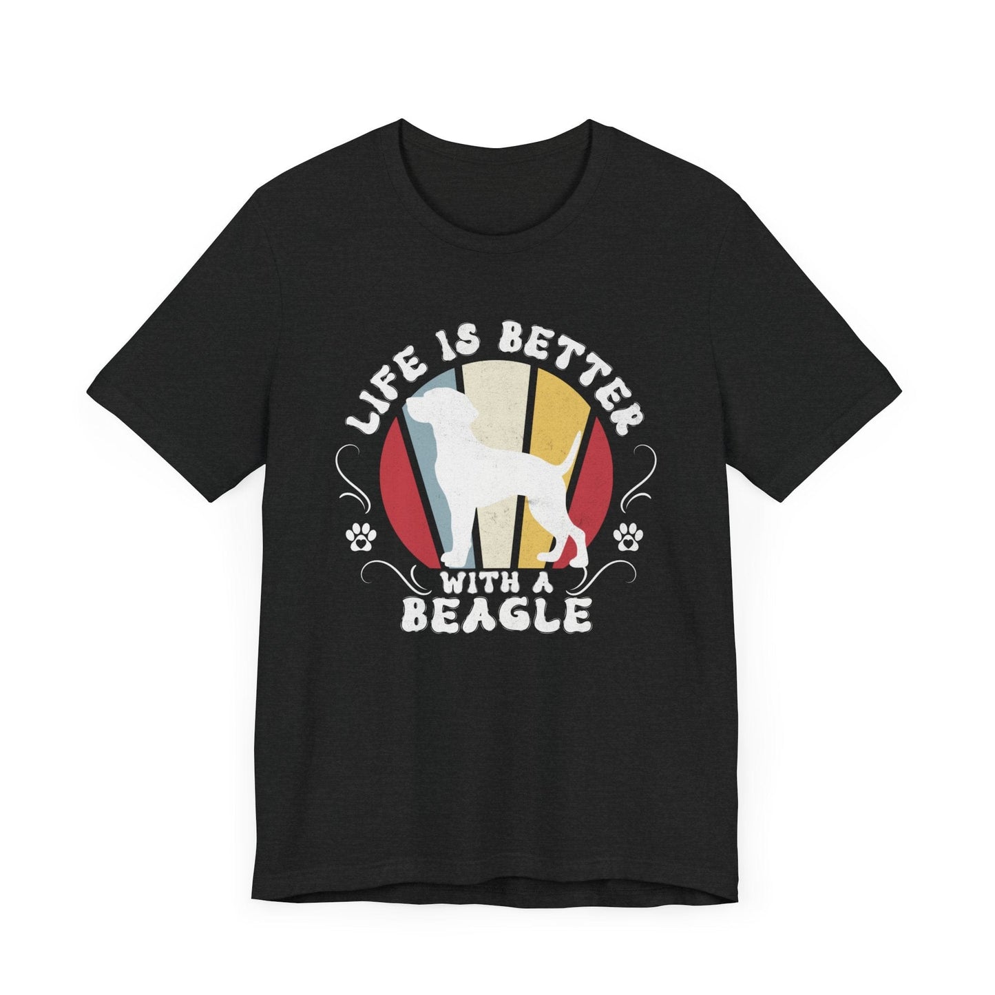 Life is Better With a Beagle Dog Jersey Tee T-Shirt Solid Black Blend / S