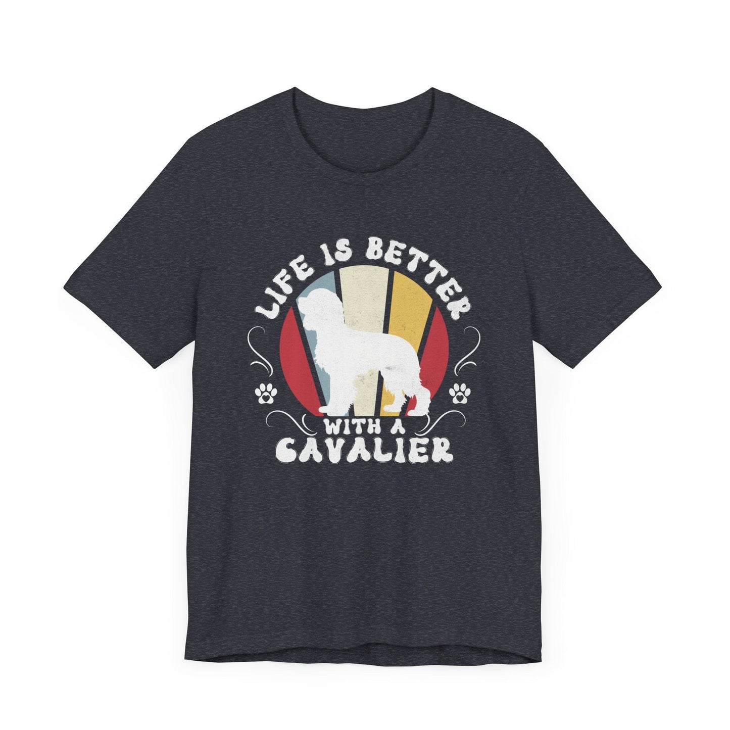 Life is Better With a Cavalier Jersey Tee T-Shirt Heather Navy / S