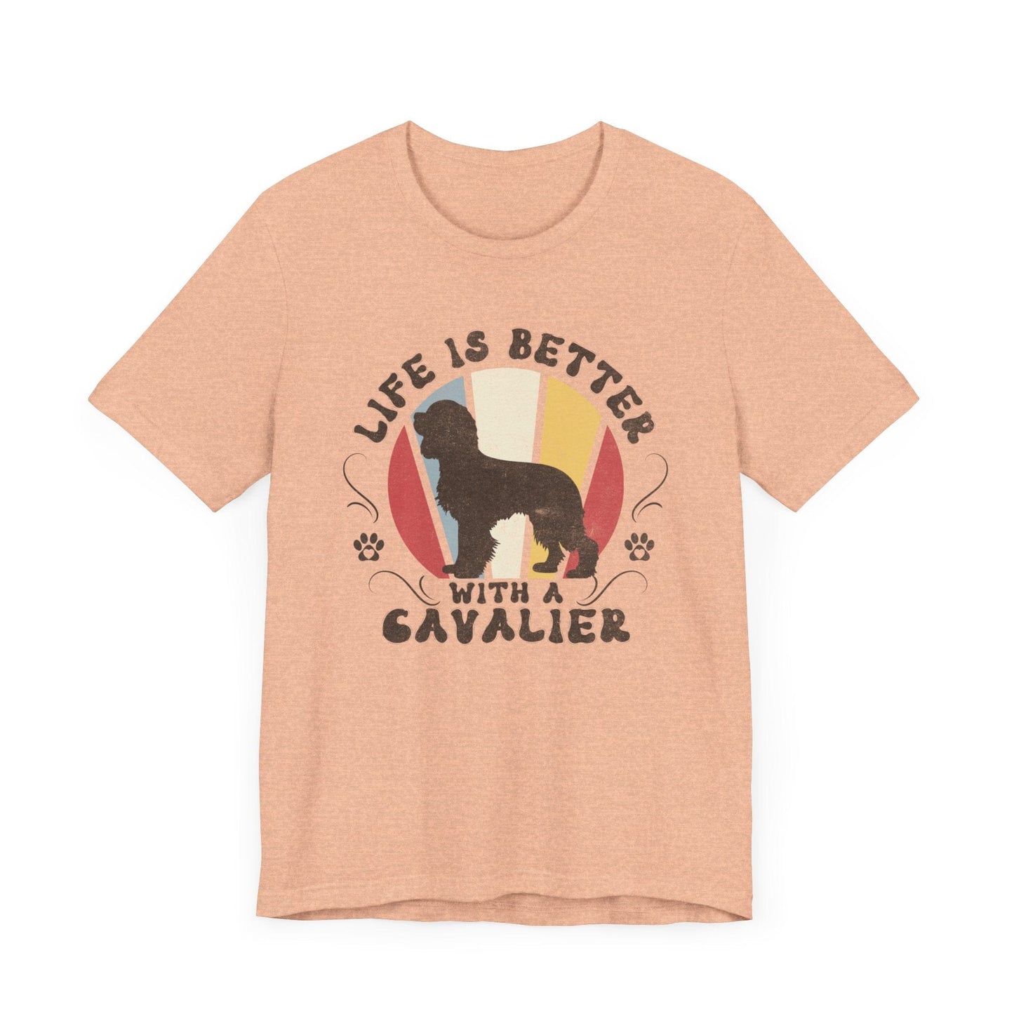 Life is Better With a Cavalier Jersey Tee T-Shirt Heather Peach / S