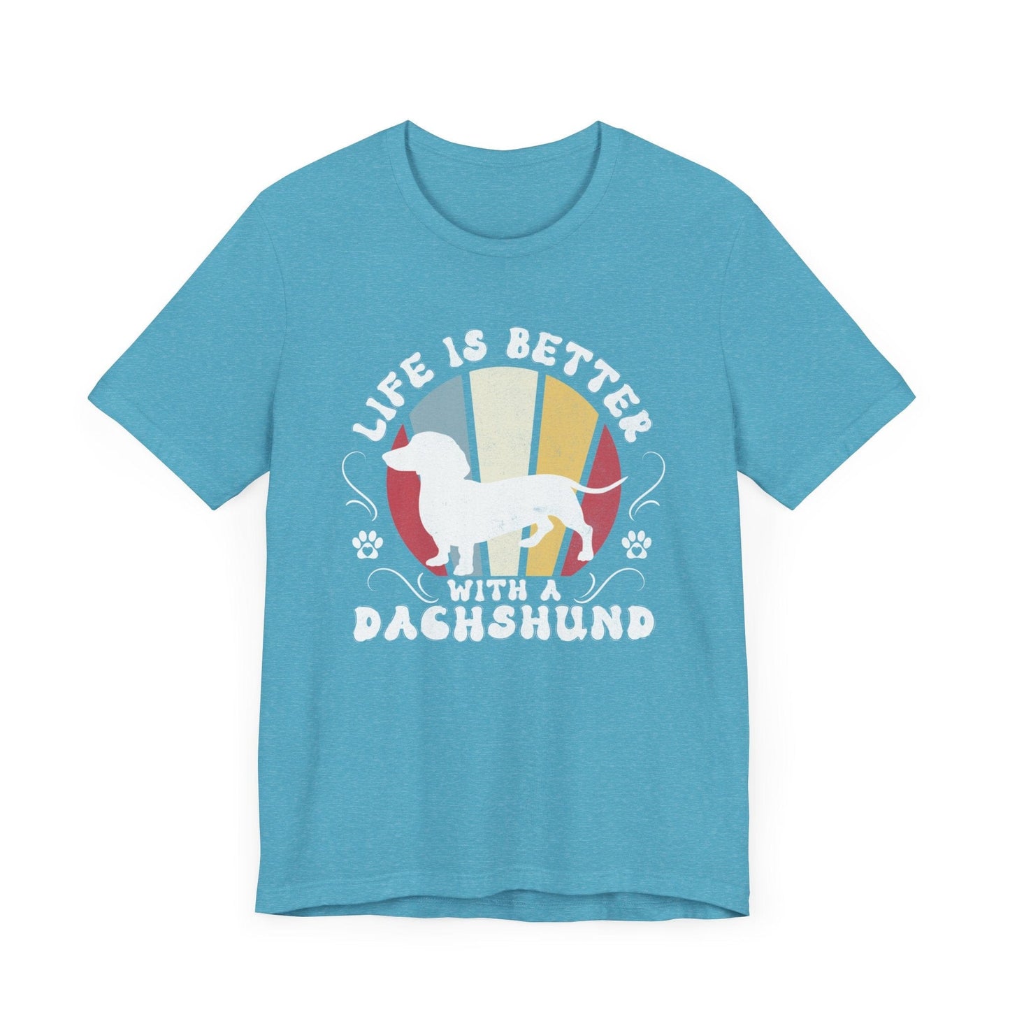 Life is Better With a Dachshund Jersey Tee T-Shirt Heather Aqua / S