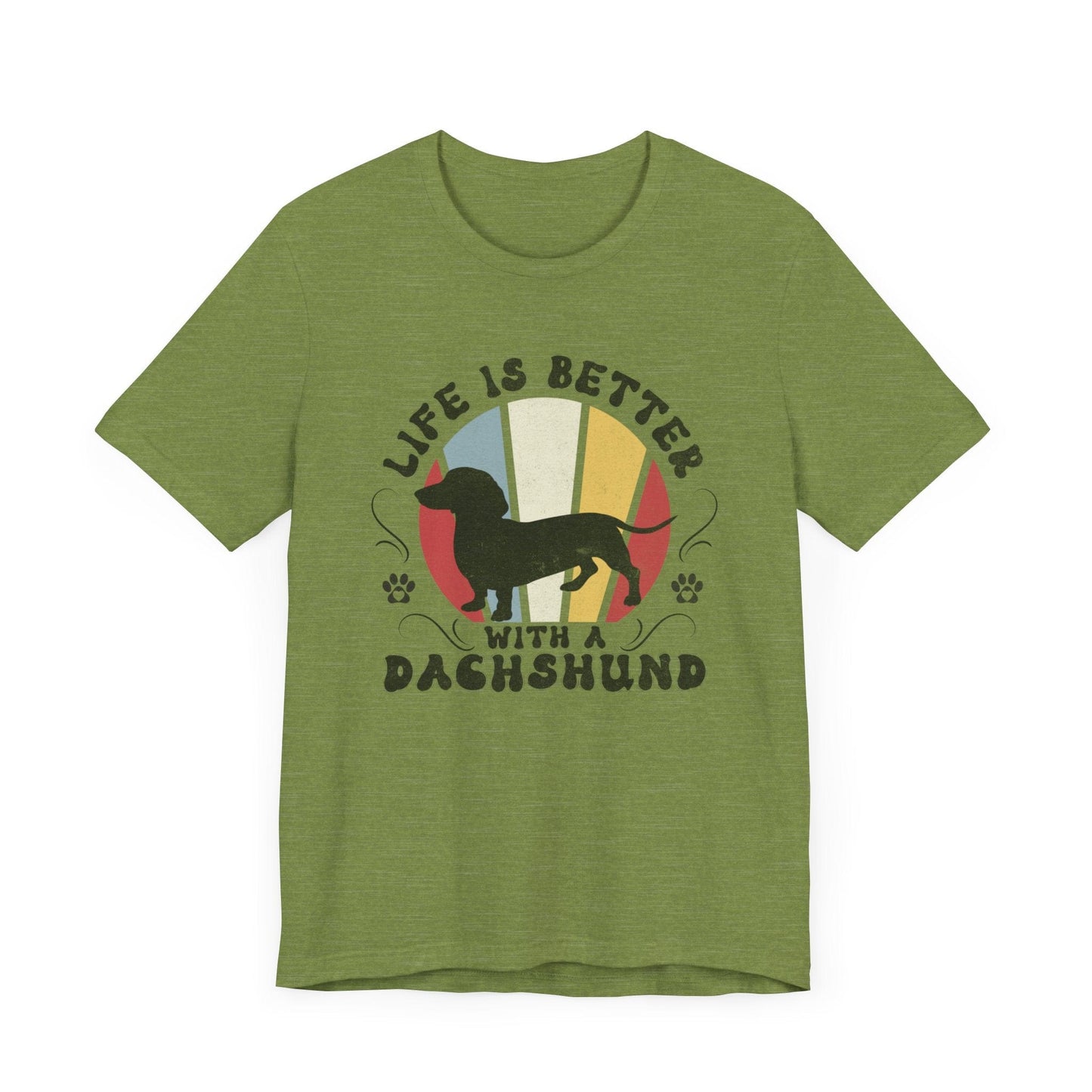 Life is Better With a Dachshund Jersey Tee T-Shirt Heather Green / S