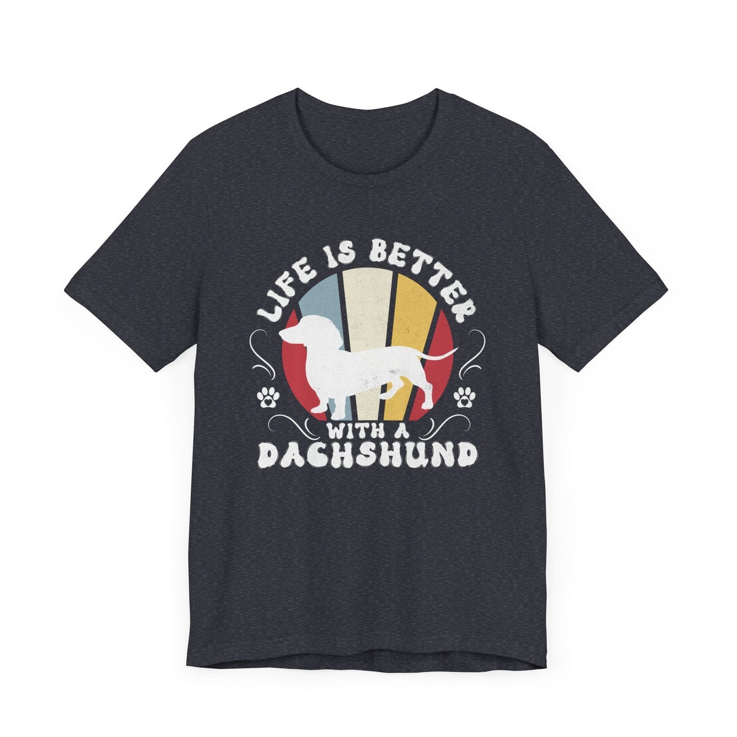 Life is Better With a Dachshund Jersey Tee T-Shirt Heather Navy / S