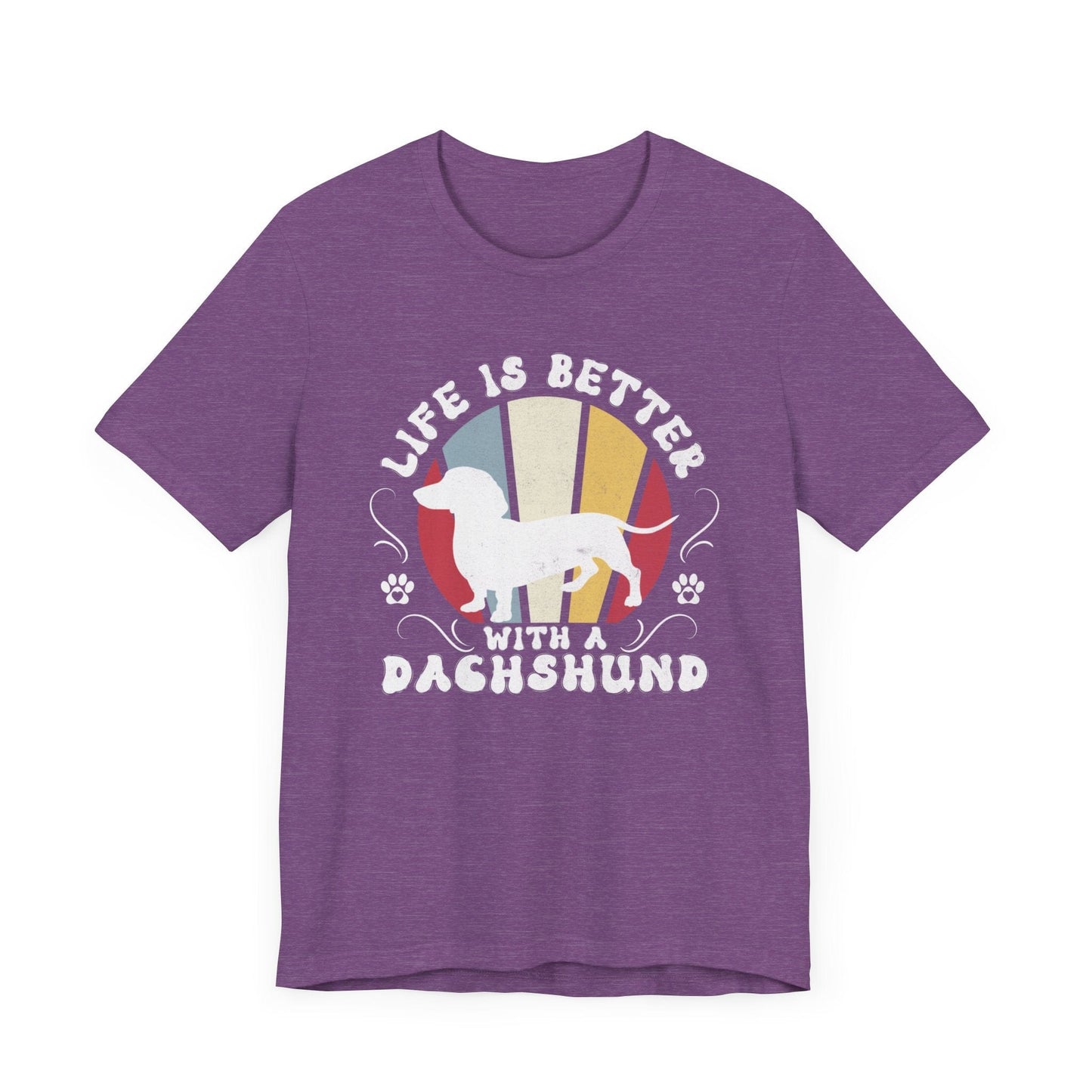 Life is Better With a Dachshund Jersey Tee T-Shirt Heather Team Purple / S