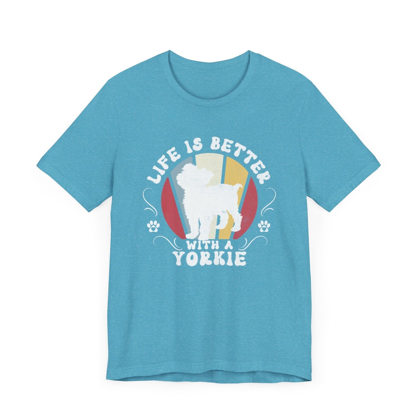Life is Better With a Yorkshire Terrier Jersey Tee T-Shirt Heather Aqua / S