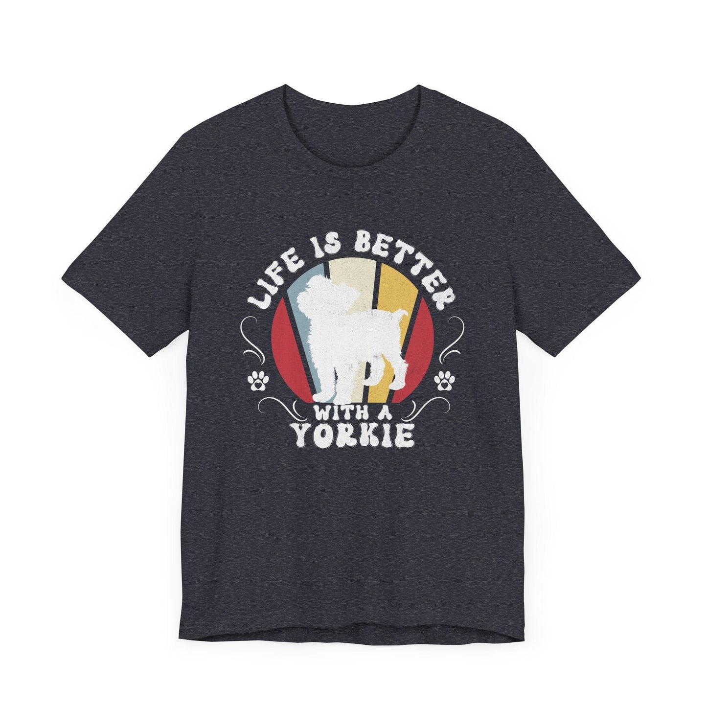 Life is Better With a Yorkshire Terrier Jersey Tee T-Shirt Heather Navy / S