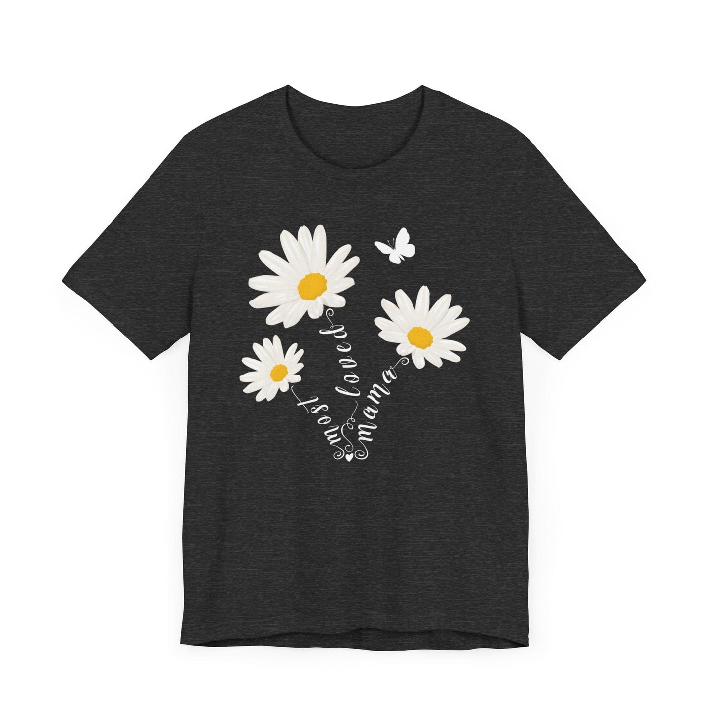 Most Loved Mama Daisy Jersey Short Sleeve Tee T-Shirt Dark Grey Heather / S