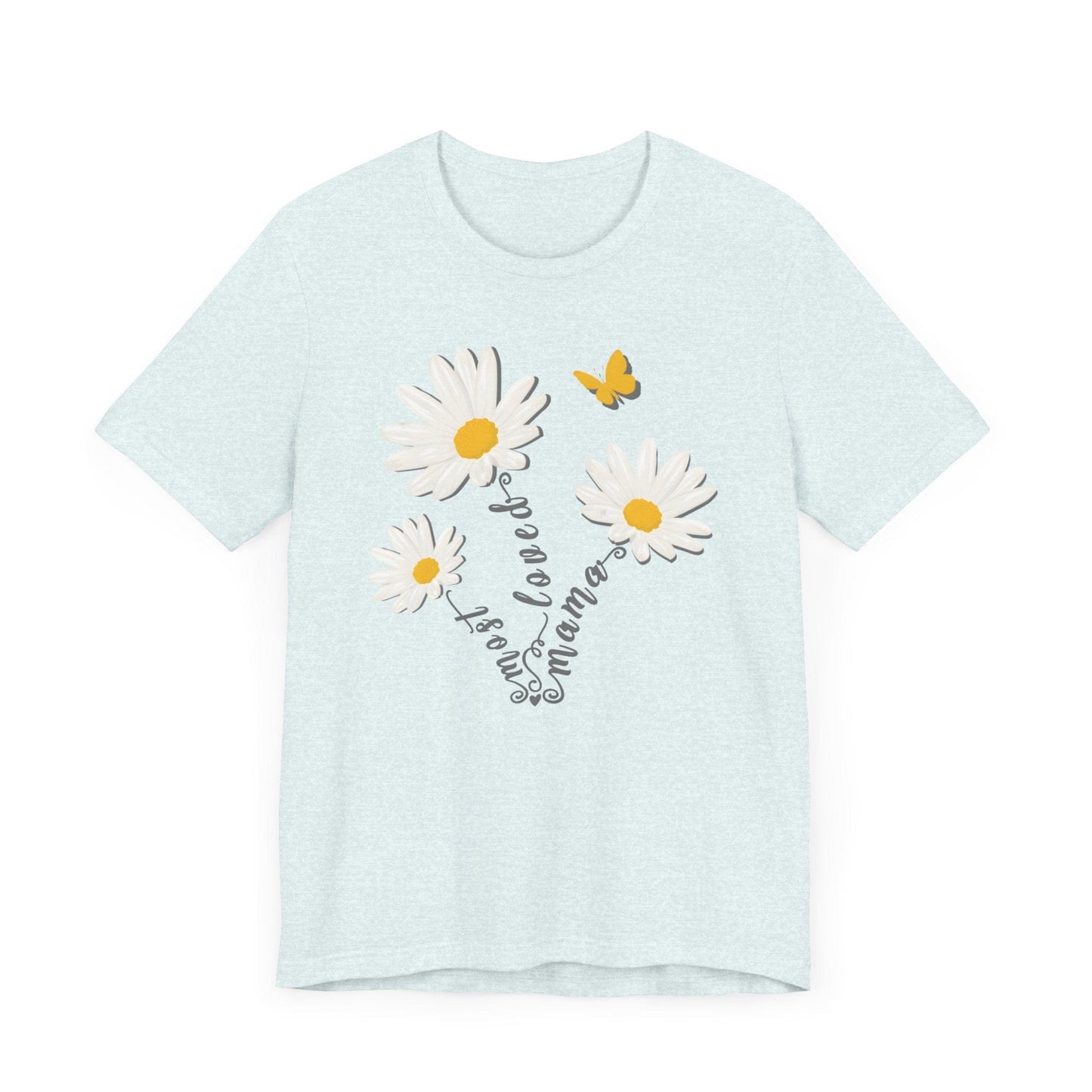 Most Loved Mama Daisy Jersey Short Sleeve Tee T-Shirt Heather Ice Blue / S