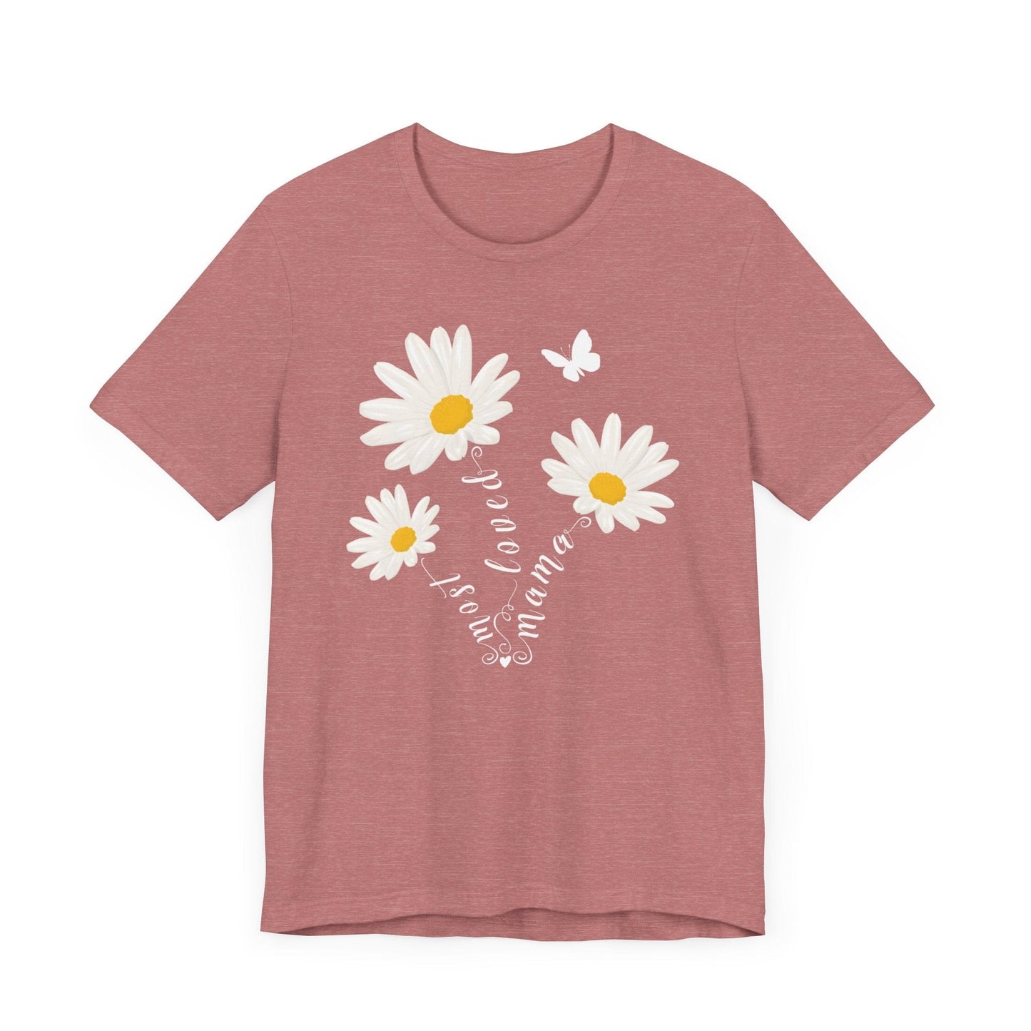 Most Loved Mama Daisy Jersey Short Sleeve Tee T-Shirt Heather Mauve / S