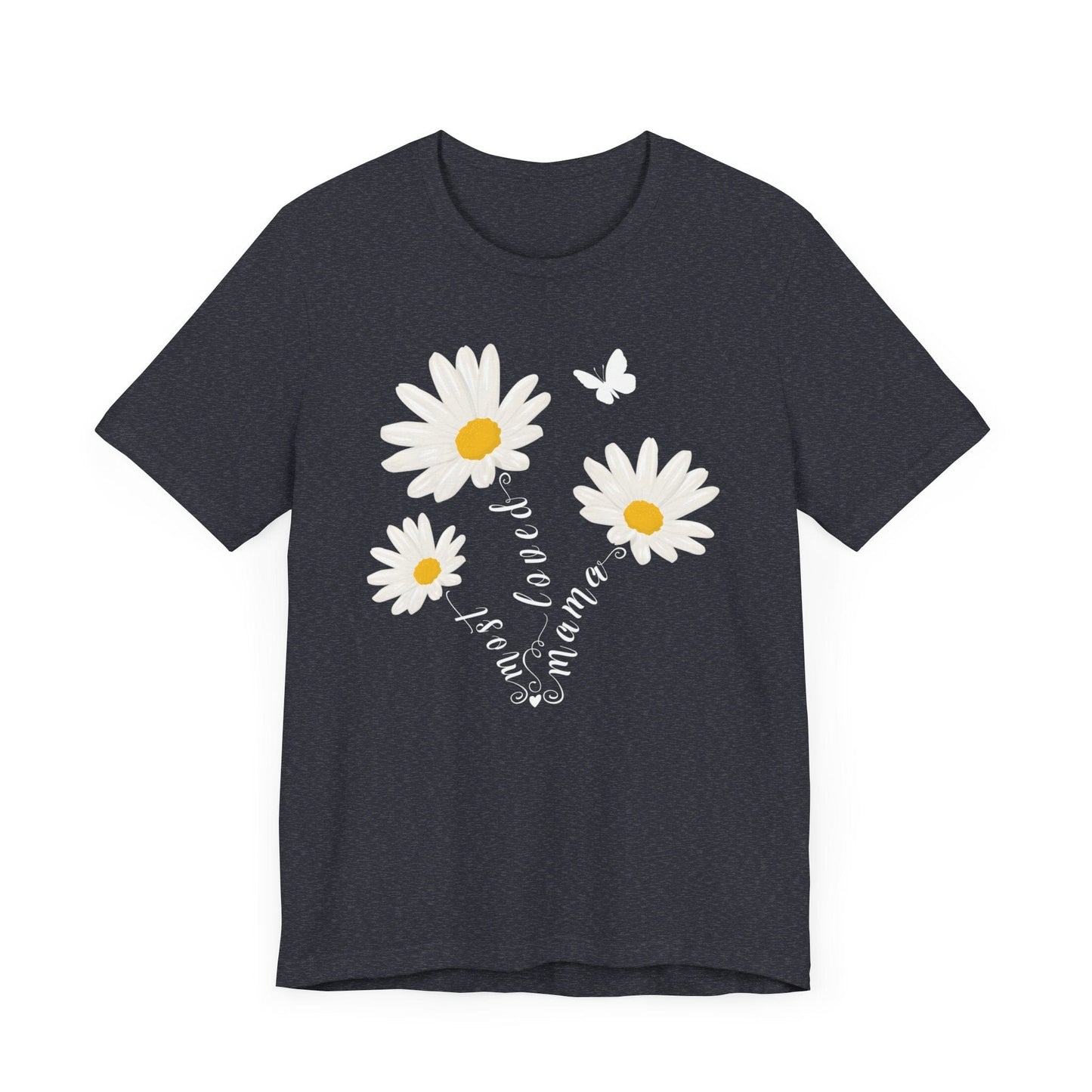 Most Loved Mama Daisy Jersey Short Sleeve Tee T-Shirt Heather Navy / S