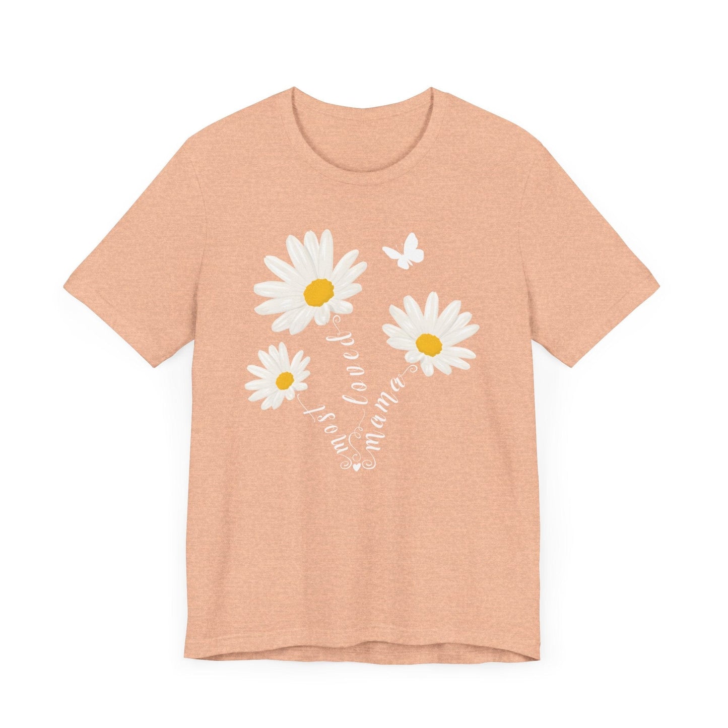 Most Loved Mama Daisy Jersey Short Sleeve Tee T-Shirt Heather Peach / S