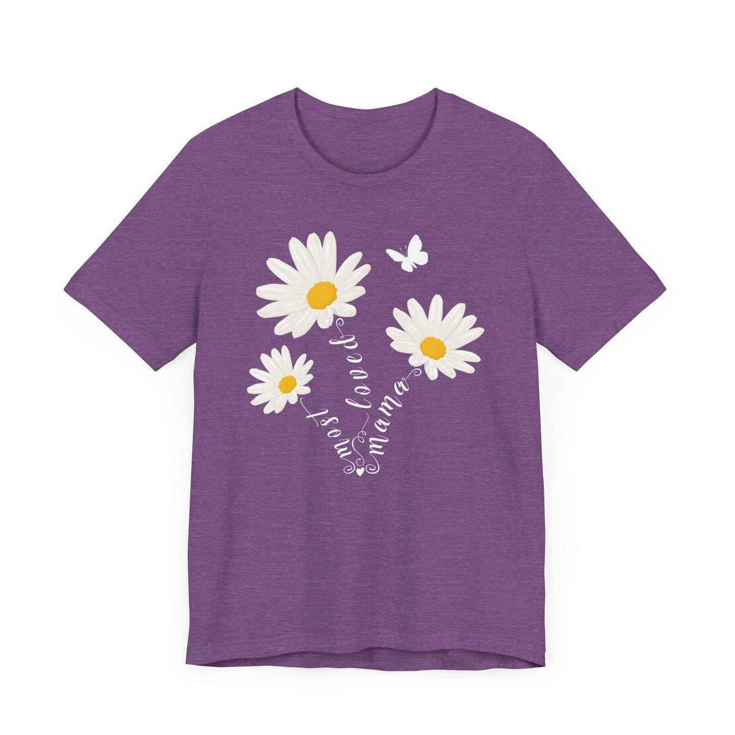 Most Loved Mama Daisy Jersey Short Sleeve Tee T-Shirt Heather Team Purple / S