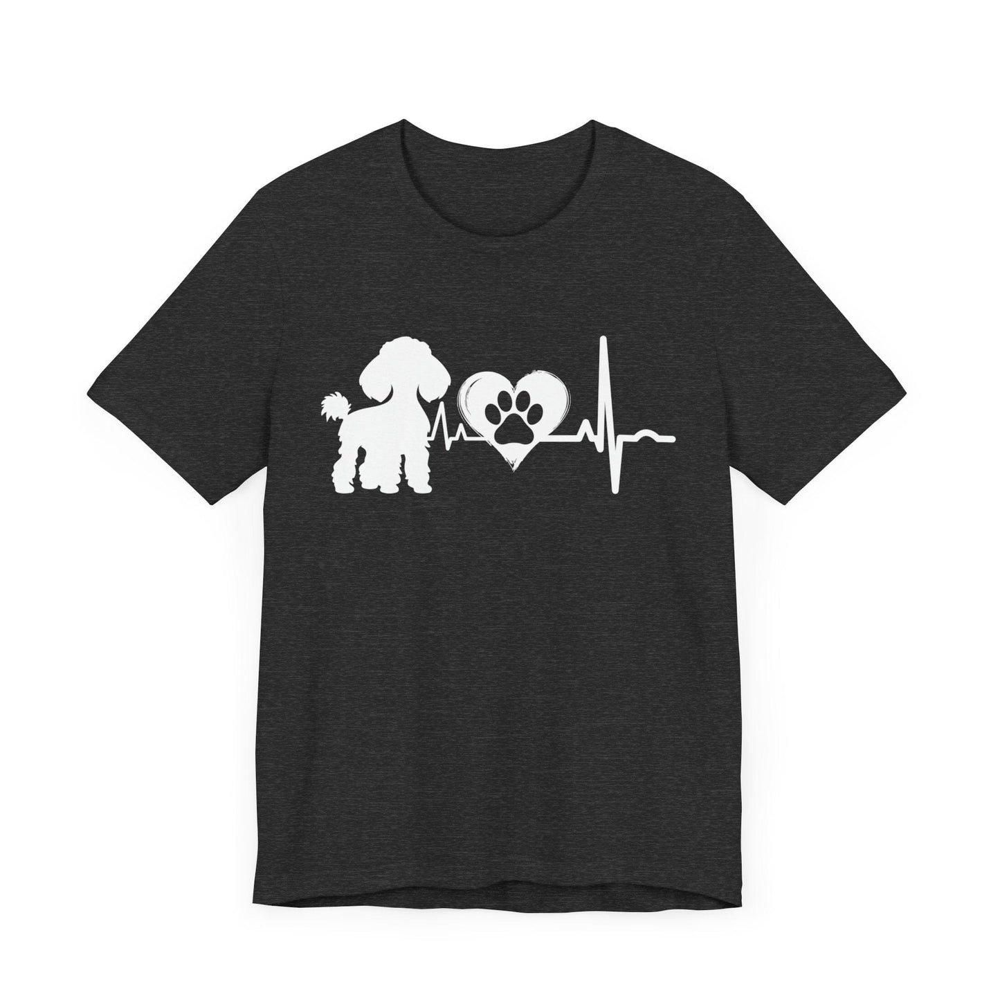 Poodle Love Outline Graphic Tee T-Shirt Dark Grey Heather / S