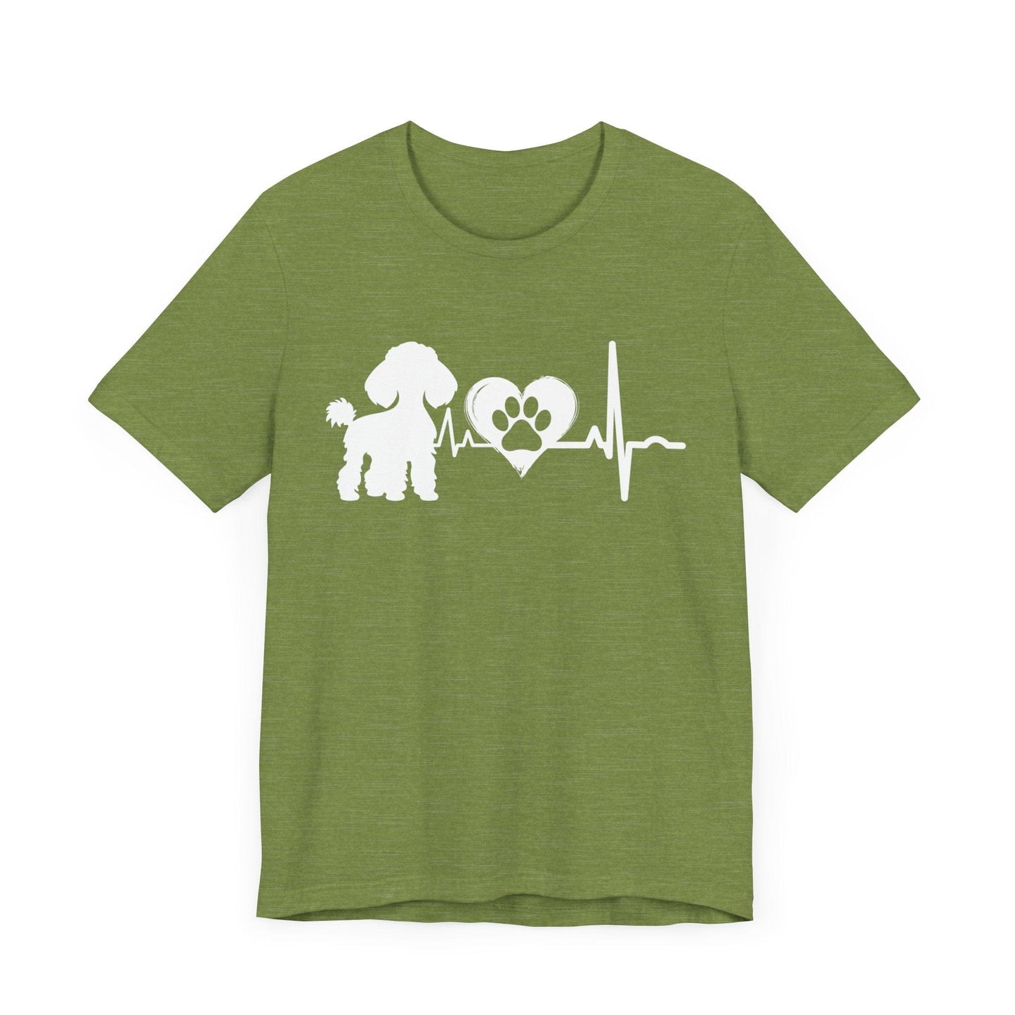 Poodle Love Outline Graphic Tee T-Shirt Heather Green / S