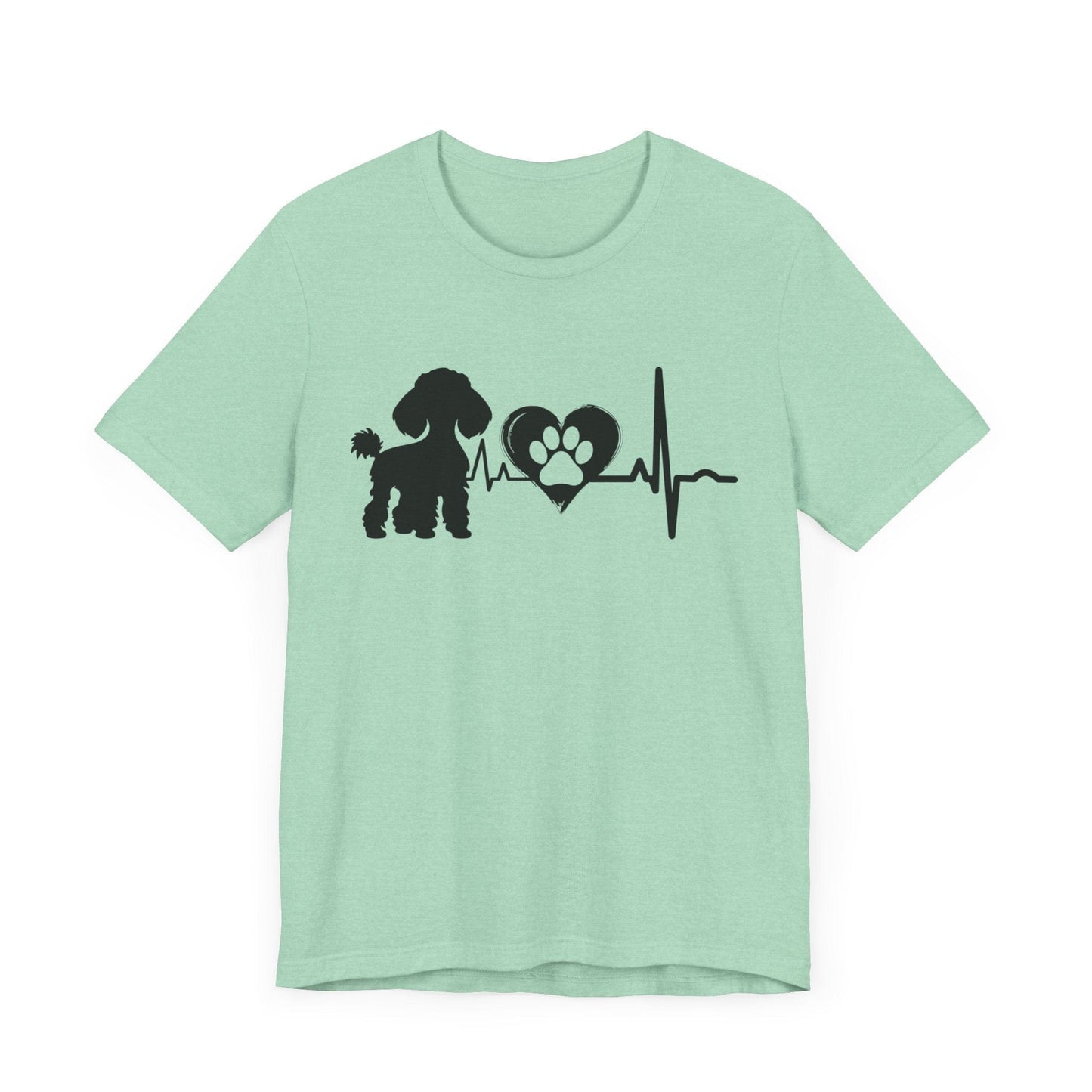 Poodle Love Outline Graphic Tee T-Shirt Heather Mint / S
