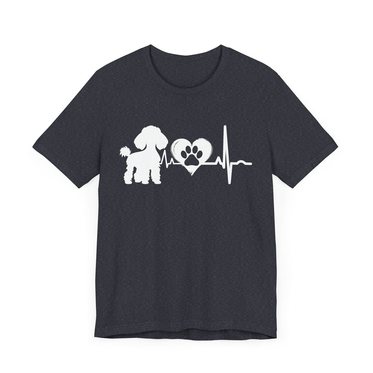 Poodle Love Outline Graphic Tee T-Shirt Heather Navy / S