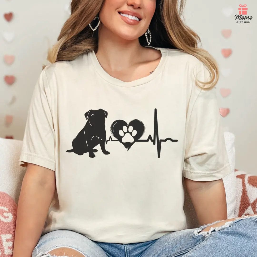 Pug Love Outline Graphic Tee T-Shirt