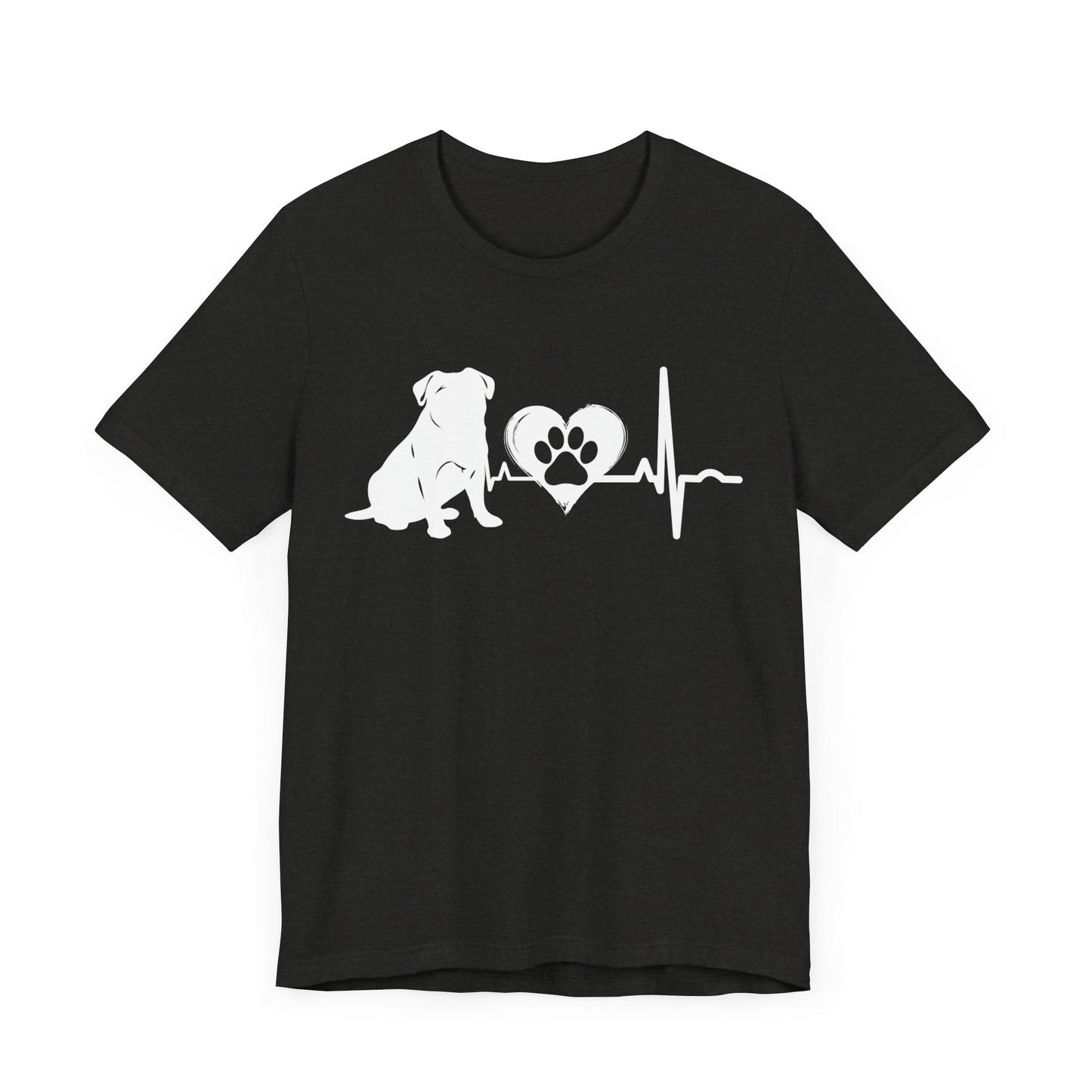 Pug Love Outline Graphic Tee T-Shirt Black Heather / S