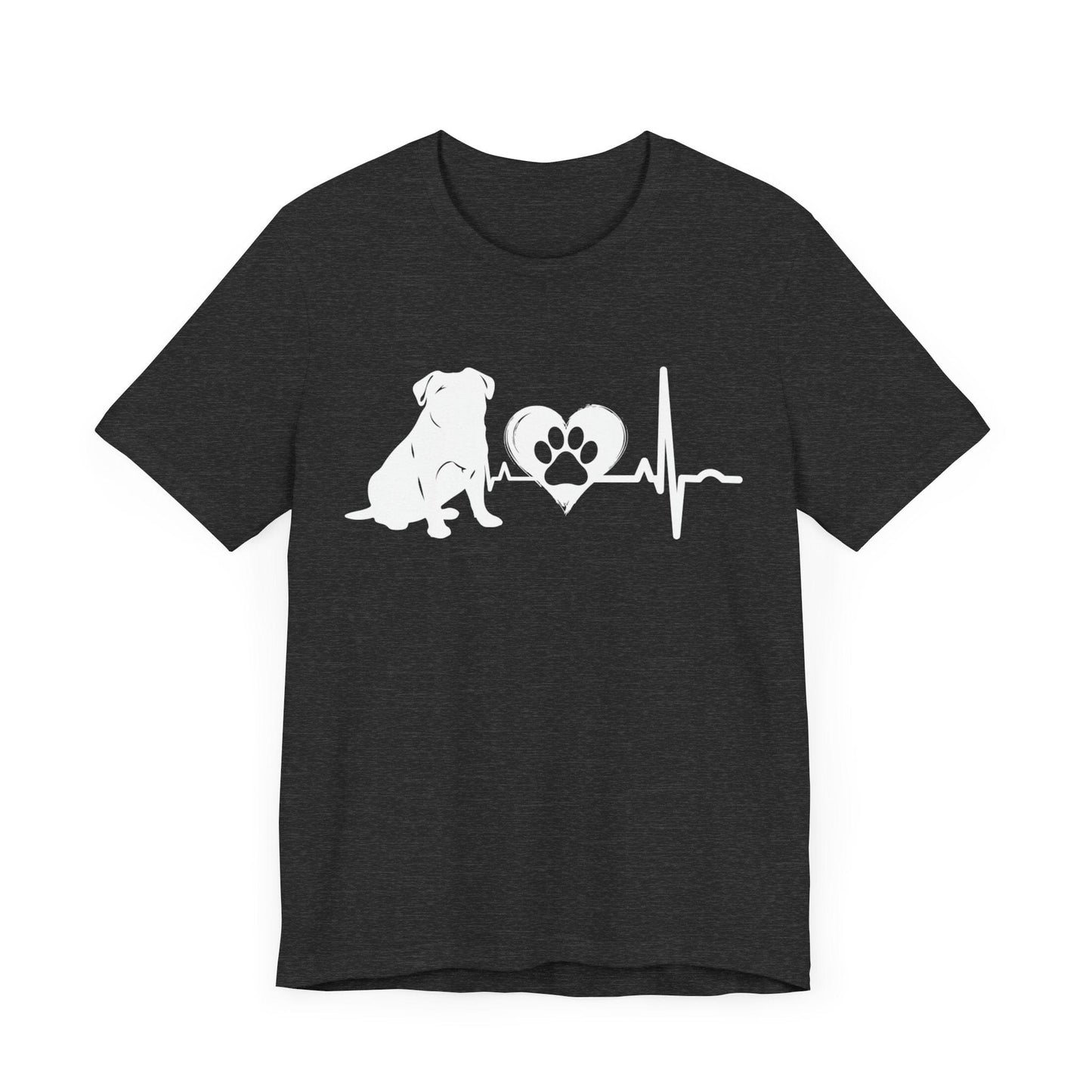 Pug Love Outline Graphic Tee T-Shirt Dark Grey Heather / S