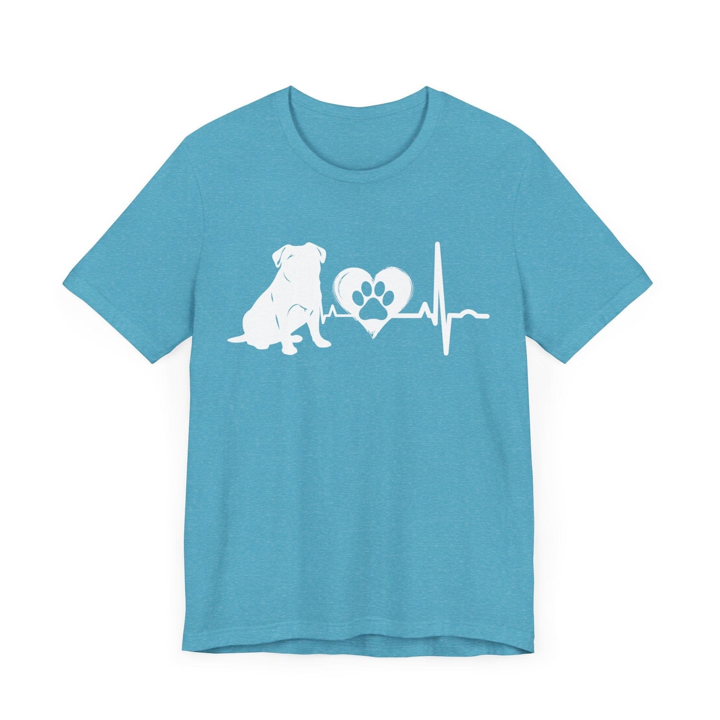 Pug Love Outline Graphic Tee T-Shirt Heather Aqua / S