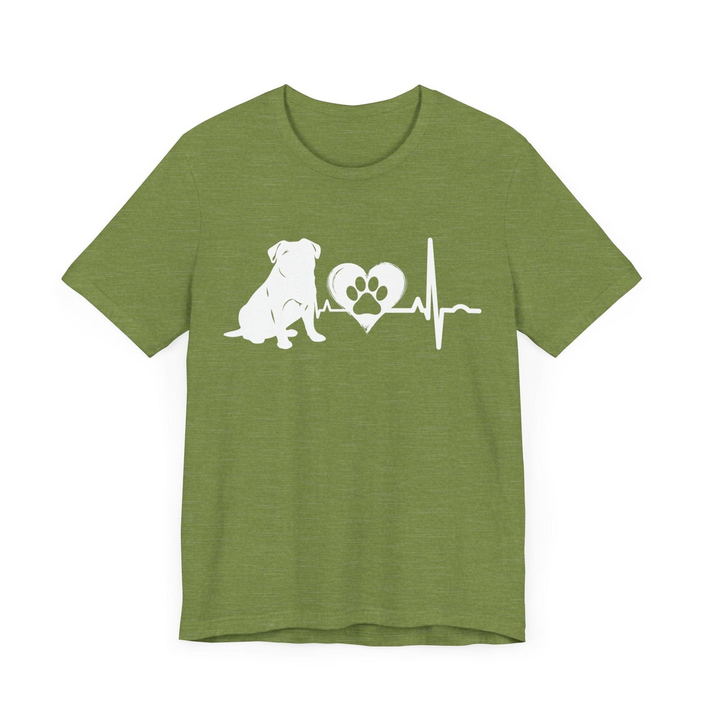 Pug Love Outline Graphic Tee T-Shirt Heather Green / S