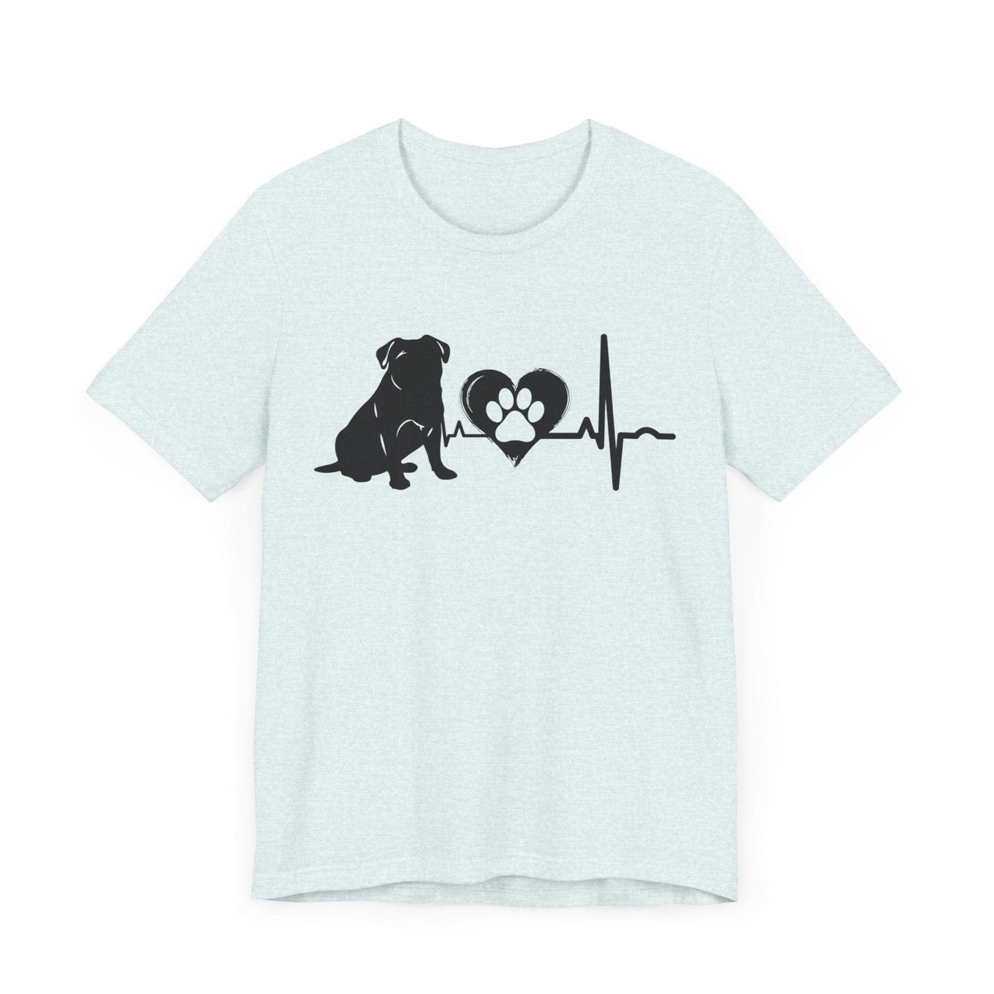 Pug Love Outline Graphic Tee T-Shirt Heather Ice Blue / S