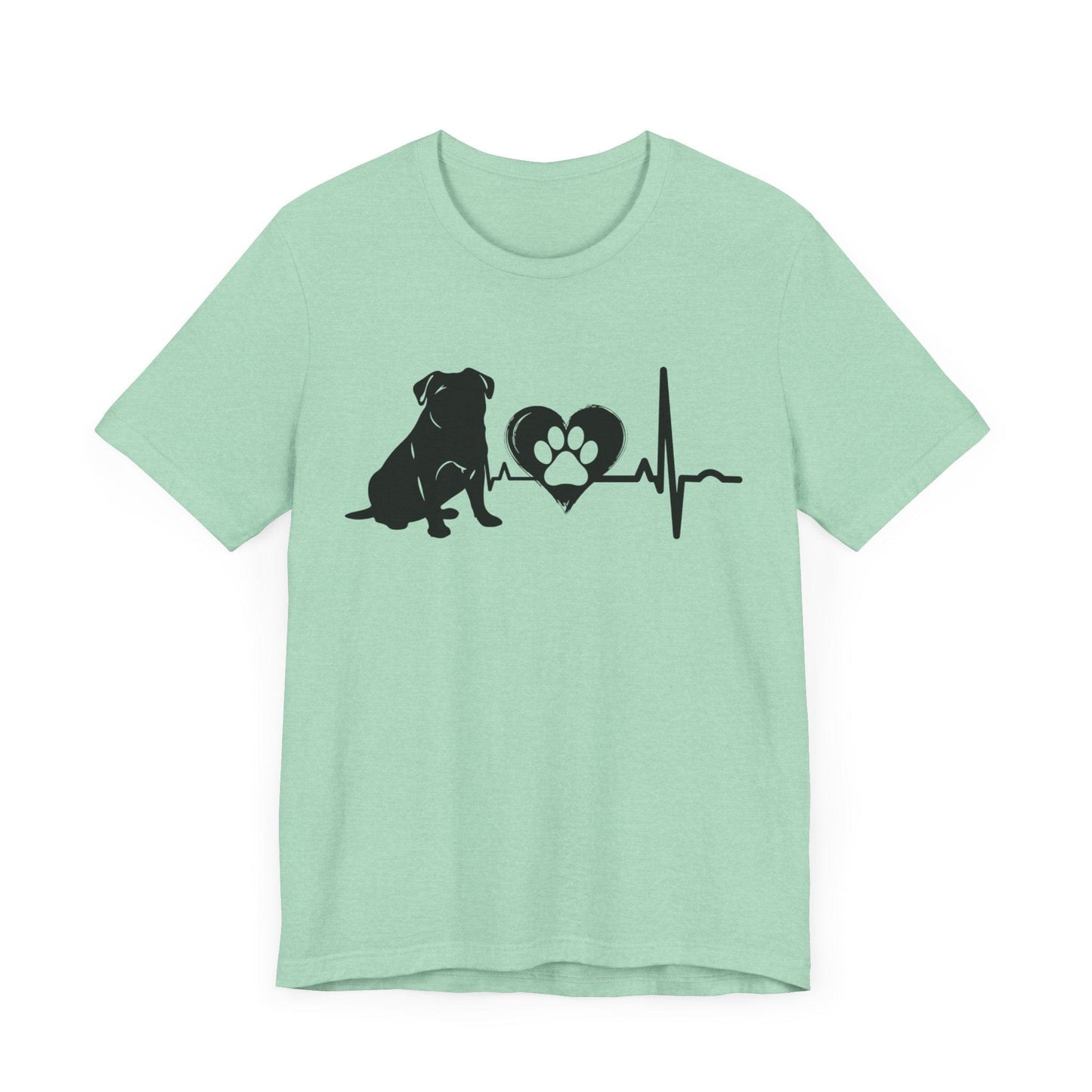 Pug Love Outline Graphic Tee T-Shirt Heather Mint / S