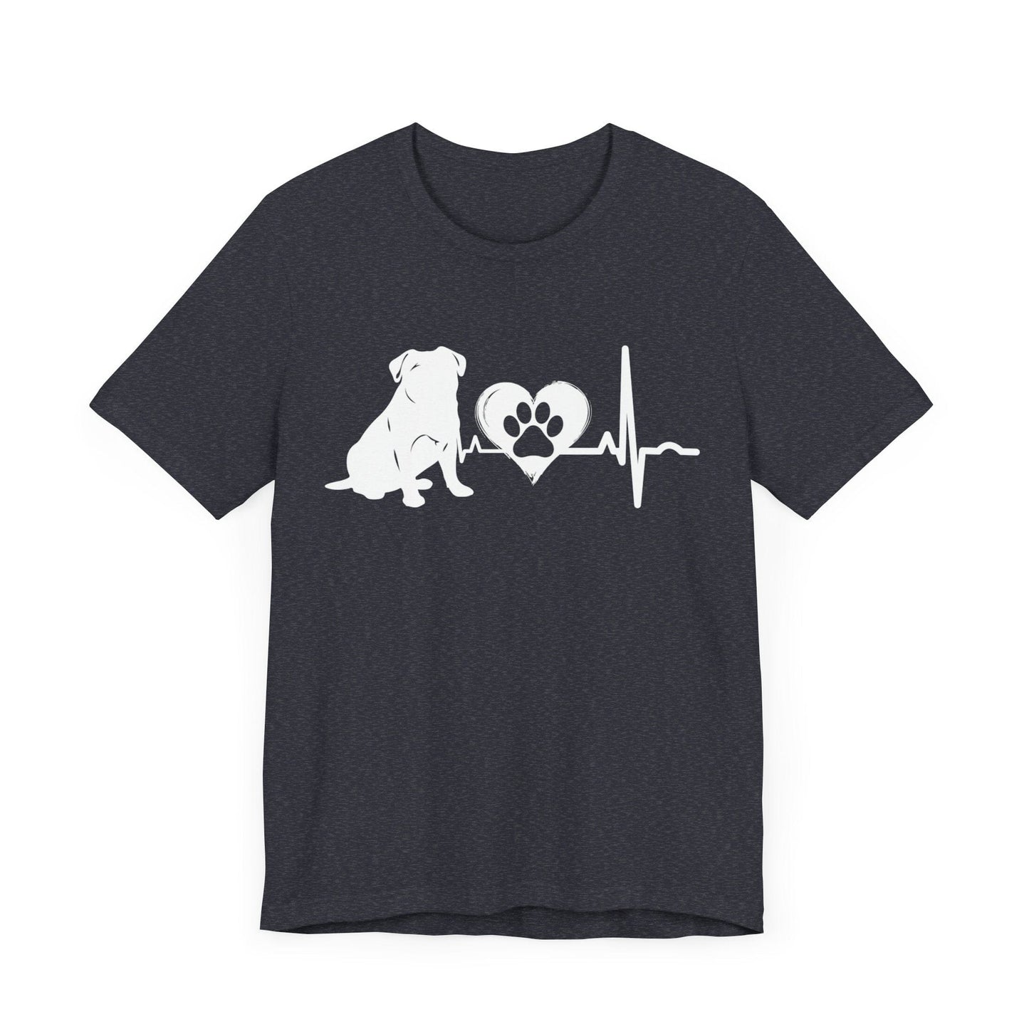 Pug Love Outline Graphic Tee T-Shirt Heather Navy / S