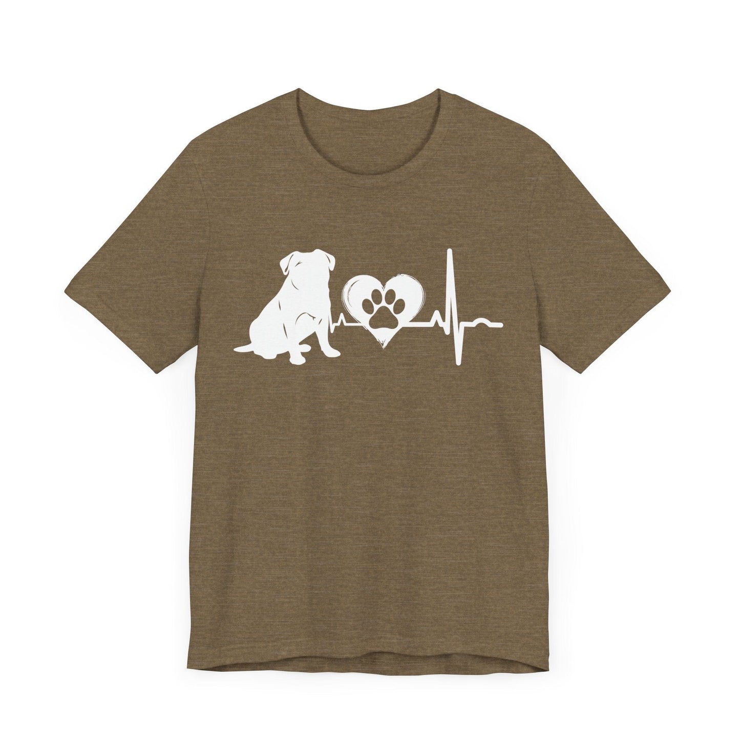 Pug Love Outline Graphic Tee T-Shirt Heather Olive / S