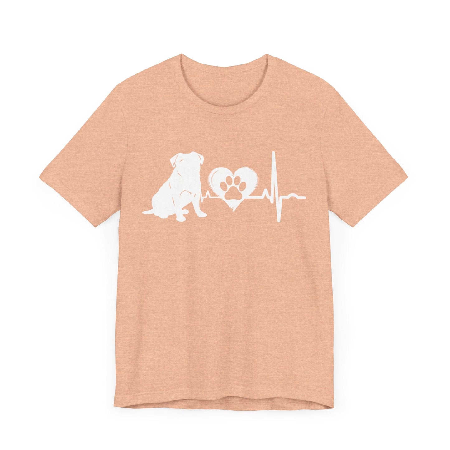 Pug Love Outline Graphic Tee T-Shirt Heather Peach / S