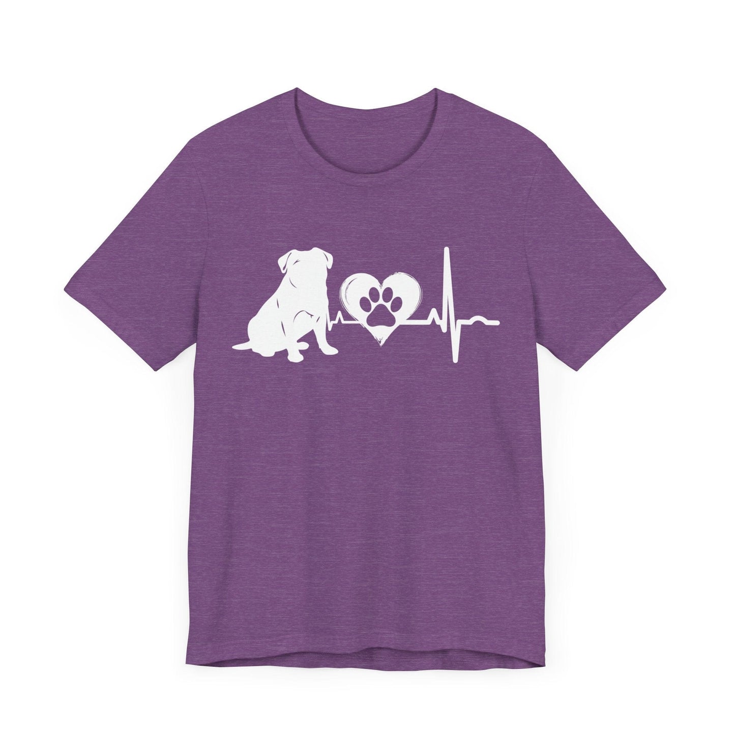 Pug Love Outline Graphic Tee T-Shirt Heather Team Purple / S