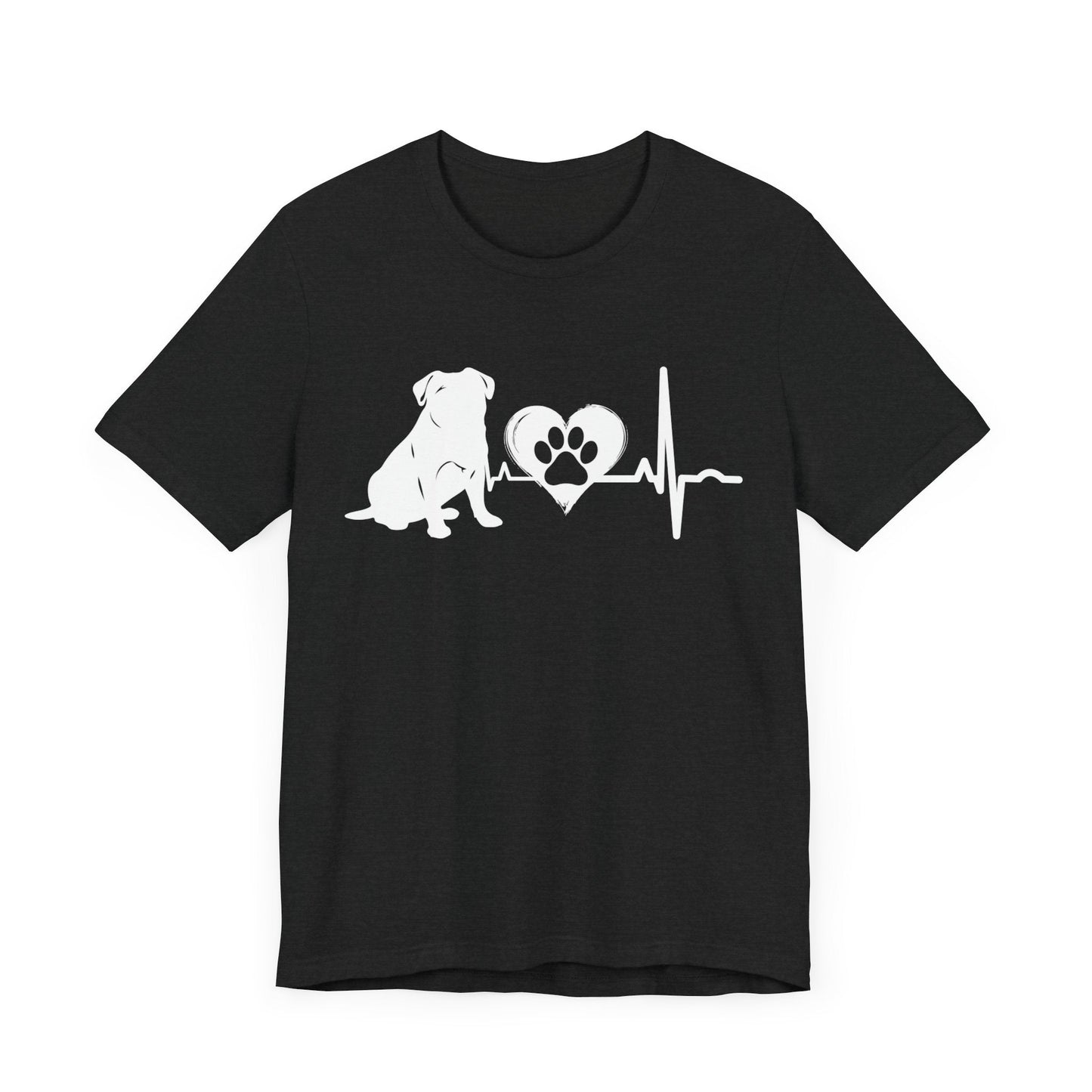 Pug Love Outline Graphic Tee T-Shirt Solid Black Blend / S
